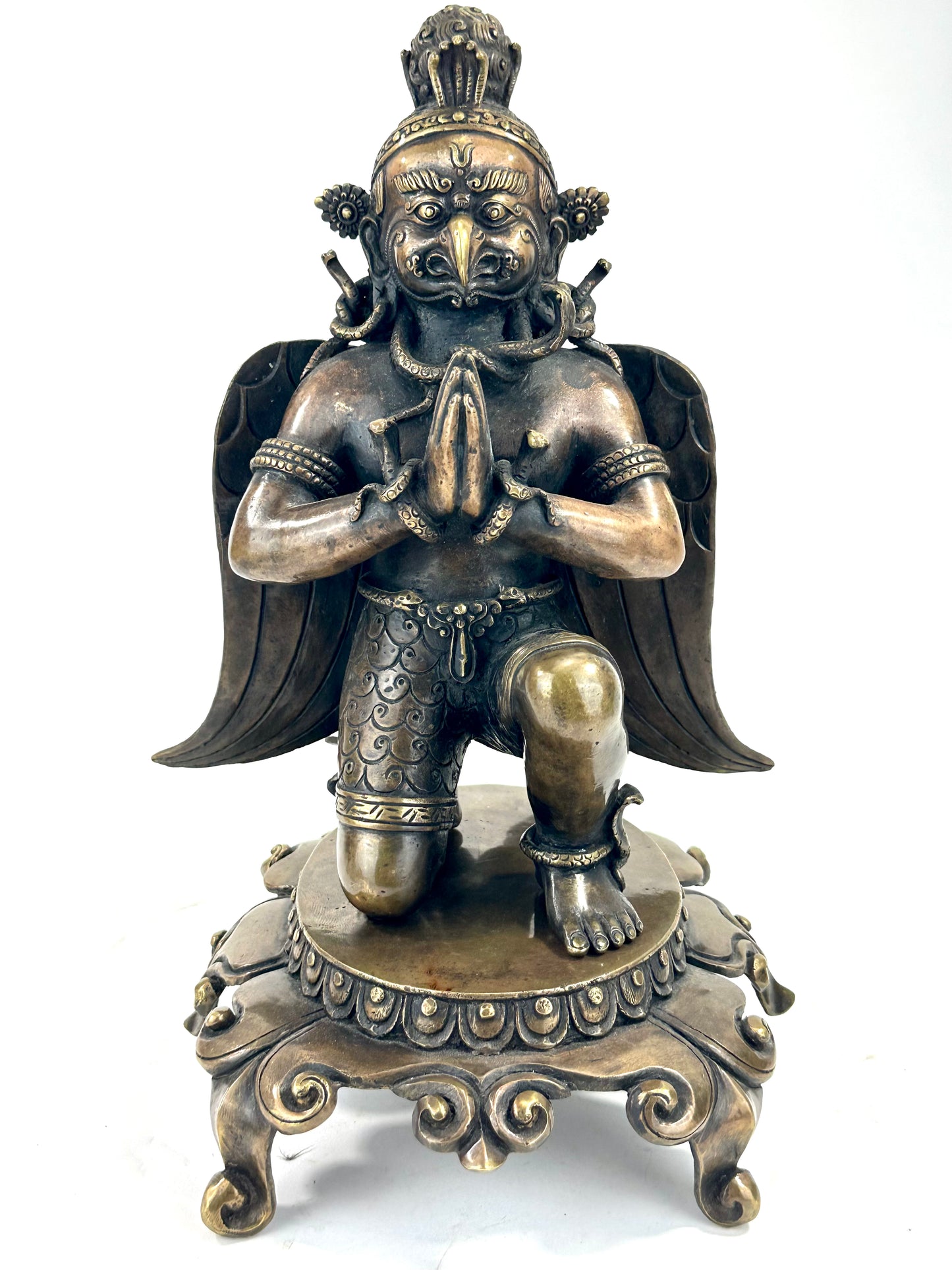 Vintage Nepalese Bronze Garuda Figure Buddhist Guardian Deity 12.5" LS#097