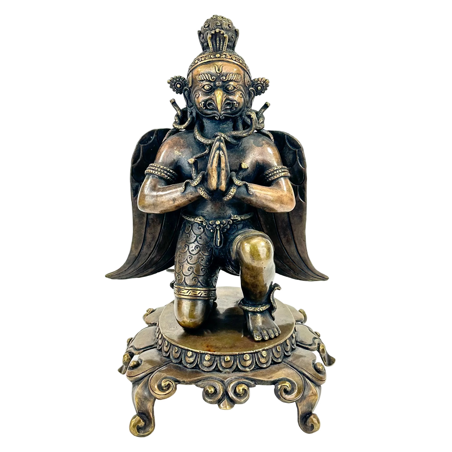 Vintage Nepalese Bronze Garuda Figure Buddhist Guardian Deity 12.5" LS#097