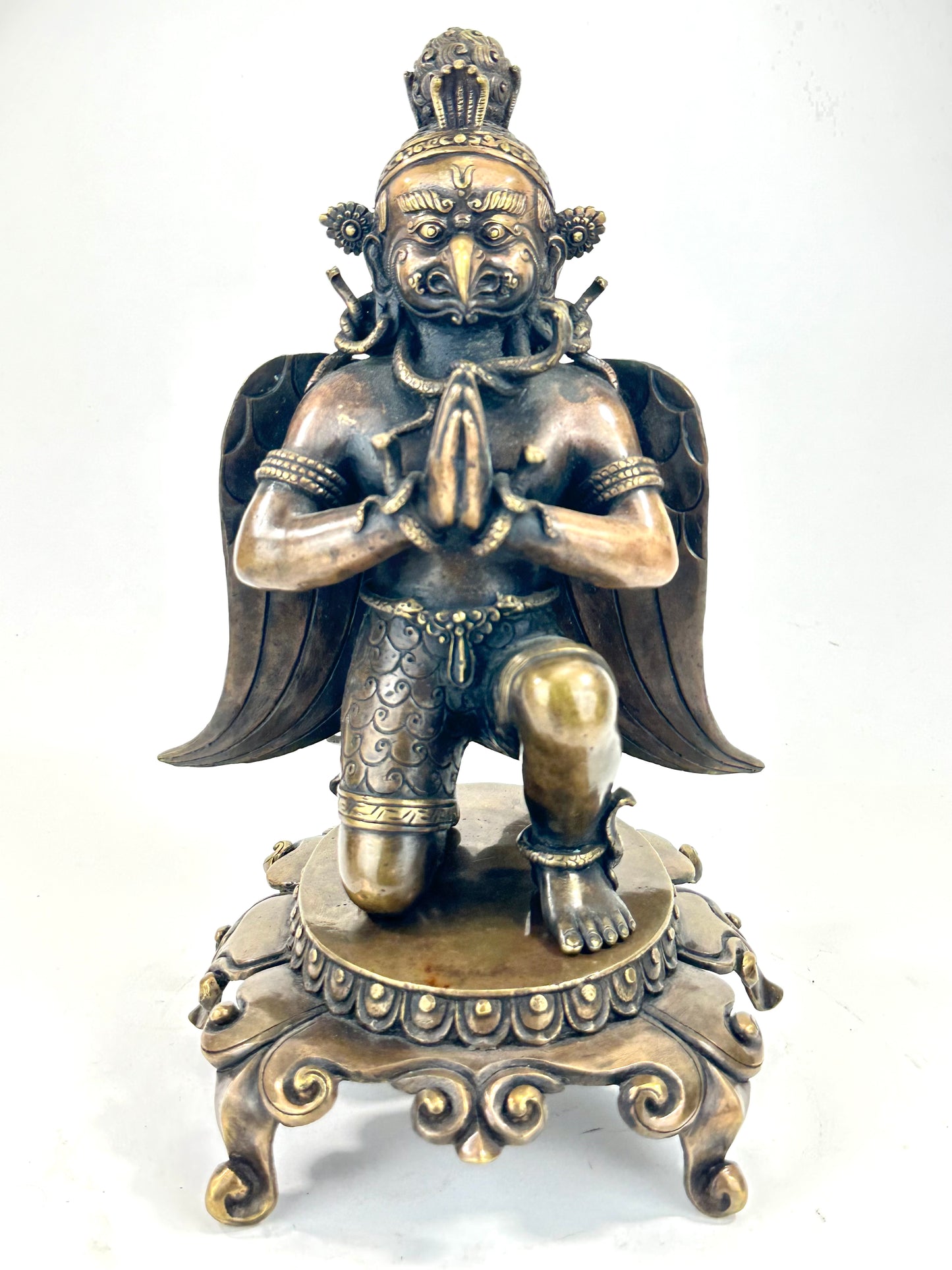 Vintage Nepalese Bronze Garuda Figure Buddhist Guardian Deity 12.5" LS#097