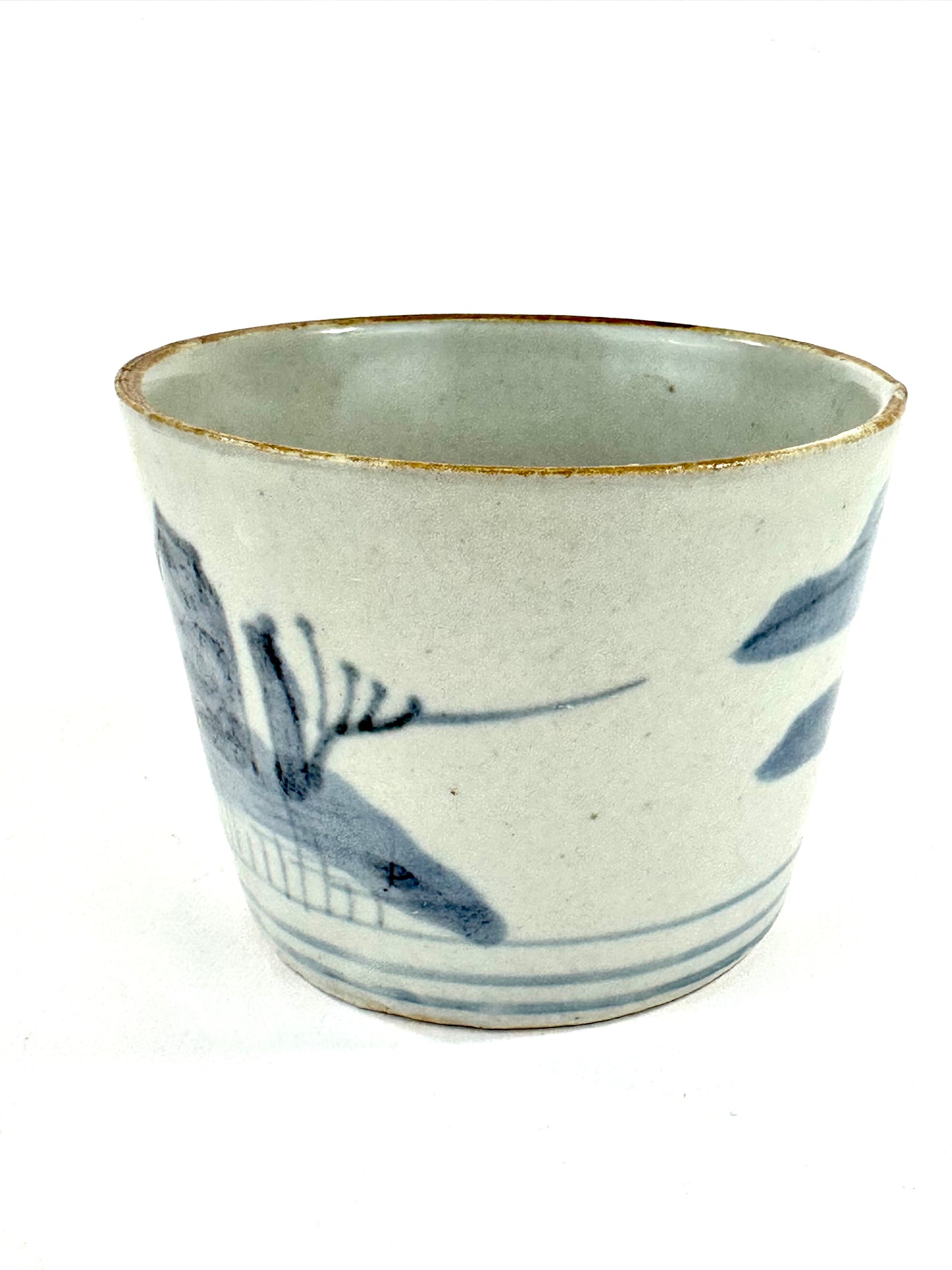 Antique Japanese Edo Period Blue & White Porcelain Sobachoko Sake / Tea Cup 3"