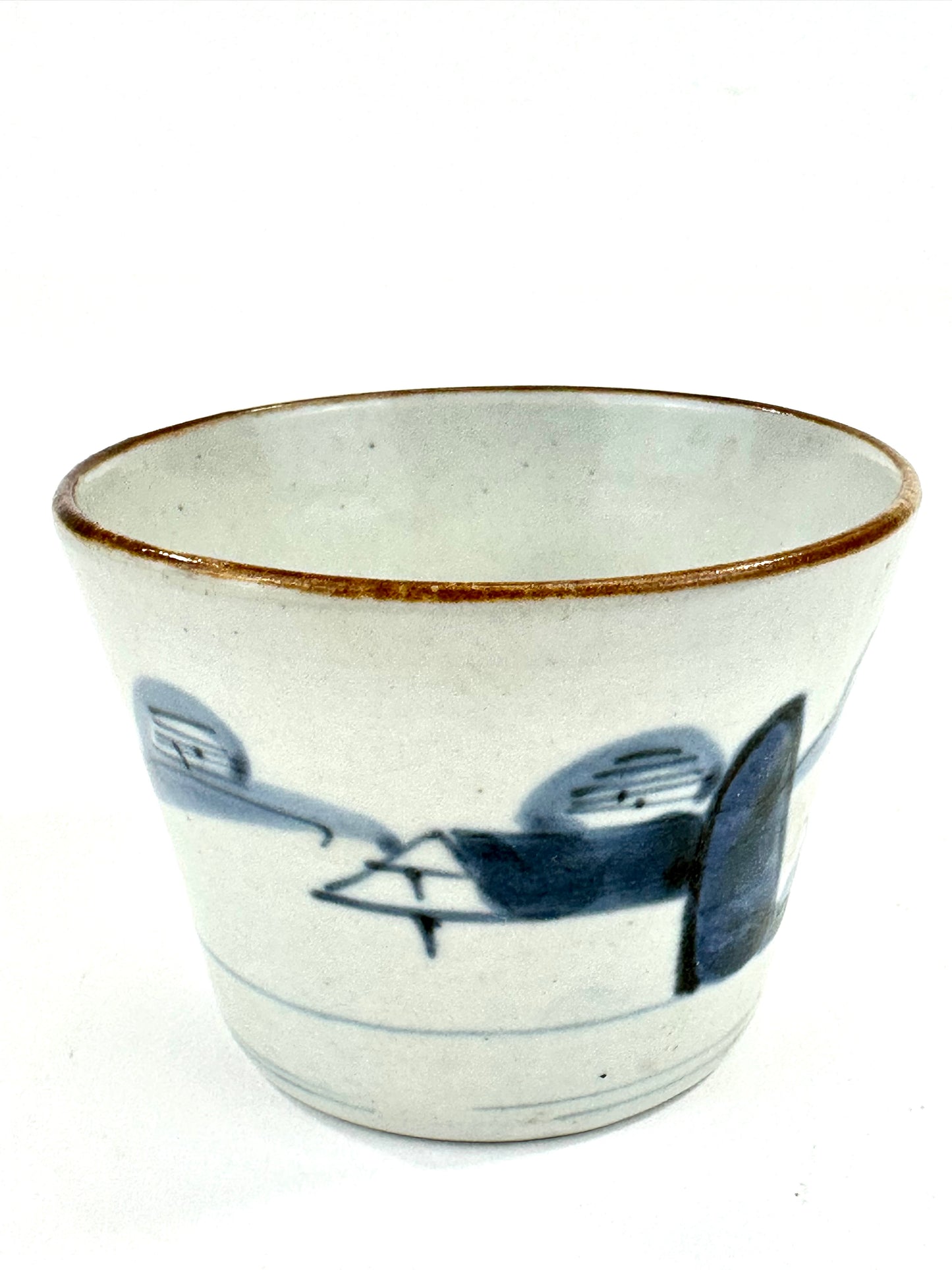 Antique Japanese Edo Period Blue & White Porcelain Sobachoko Sake / Tea Cup 3"