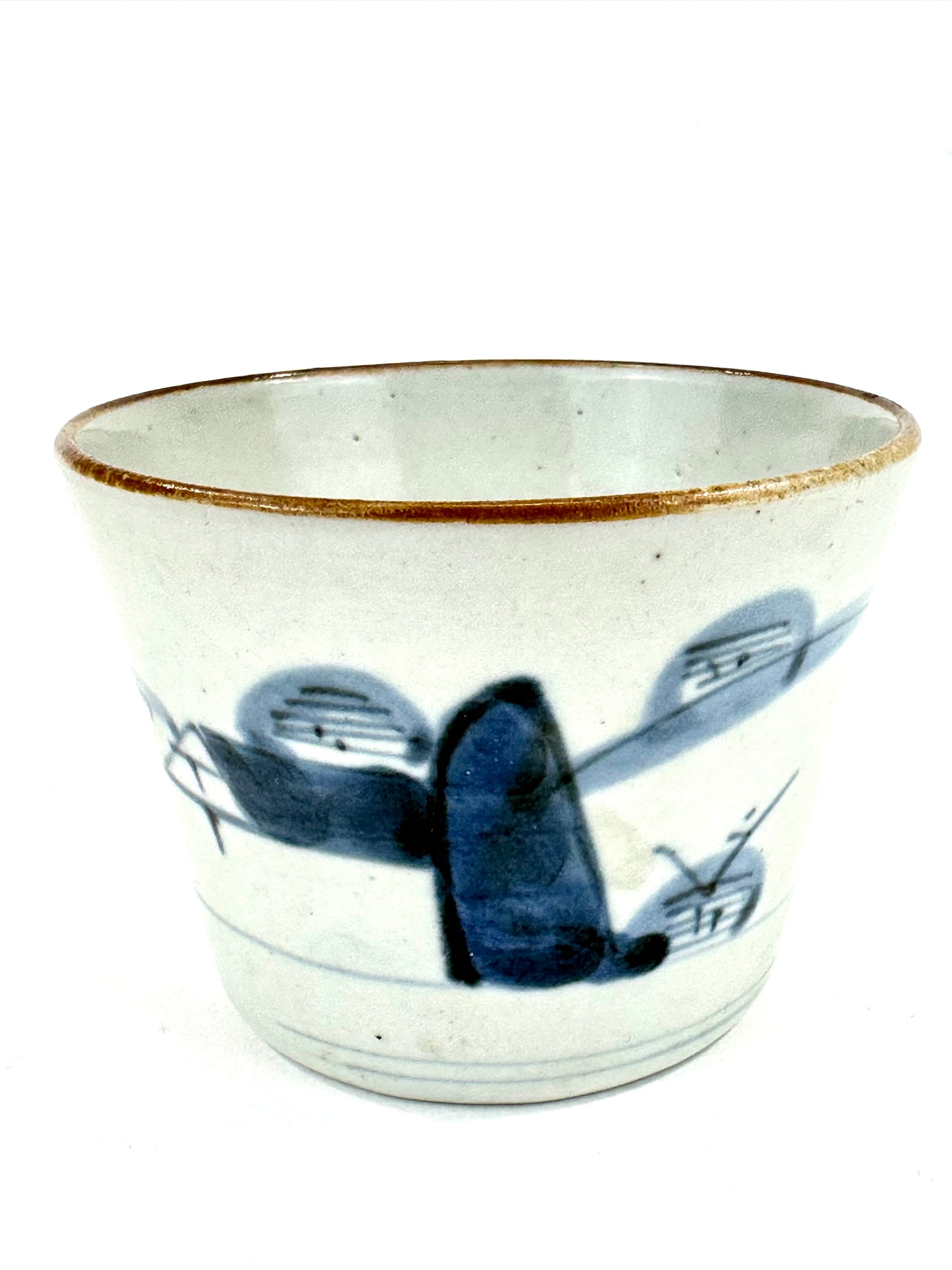 Antique Japanese Edo Period Blue & White Porcelain Sobachoko Sake / Tea Cup 3"