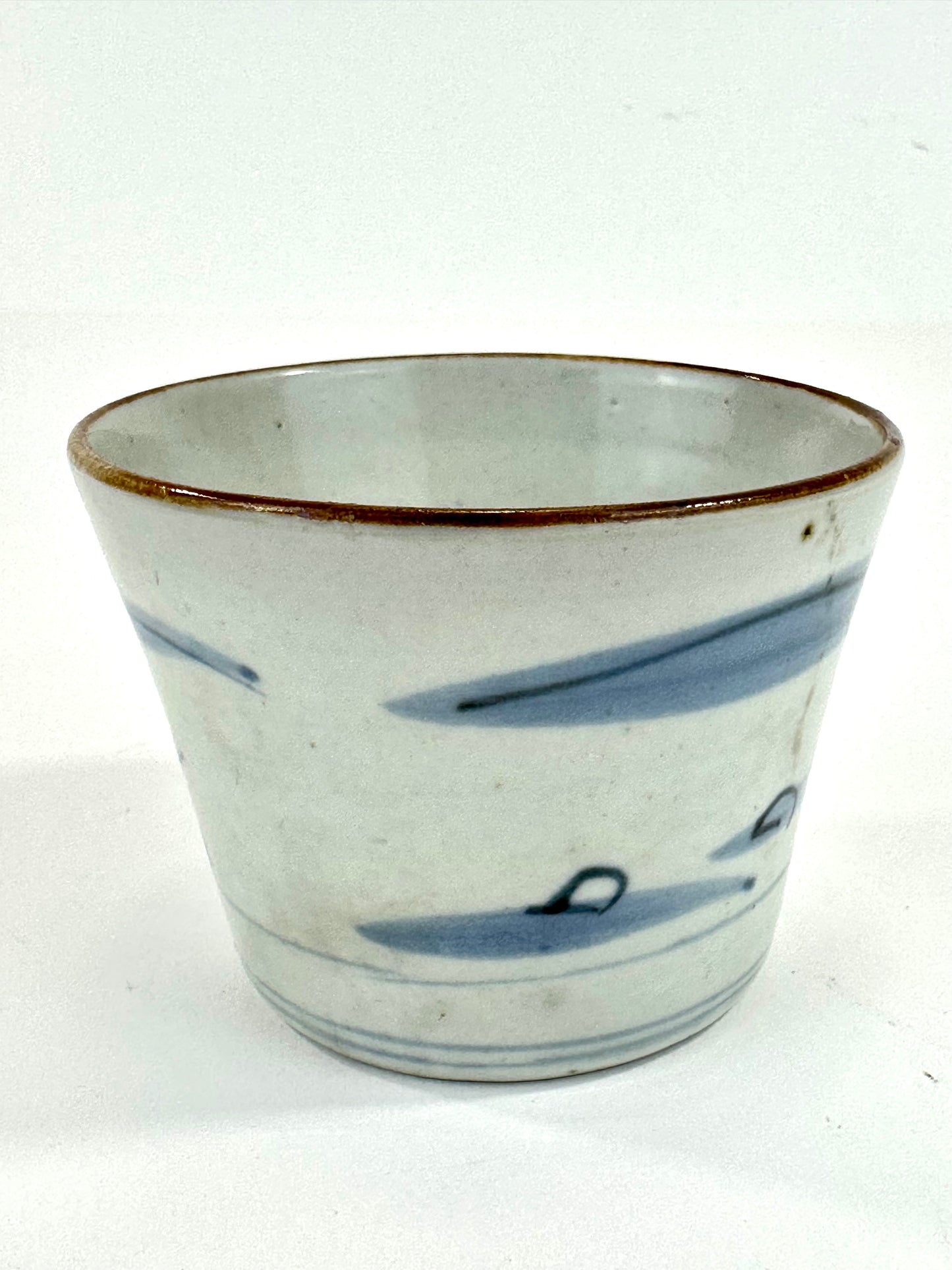 Antique Japanese Edo Period Blue & White Porcelain Sobachoko Sake / Tea Cup 3"