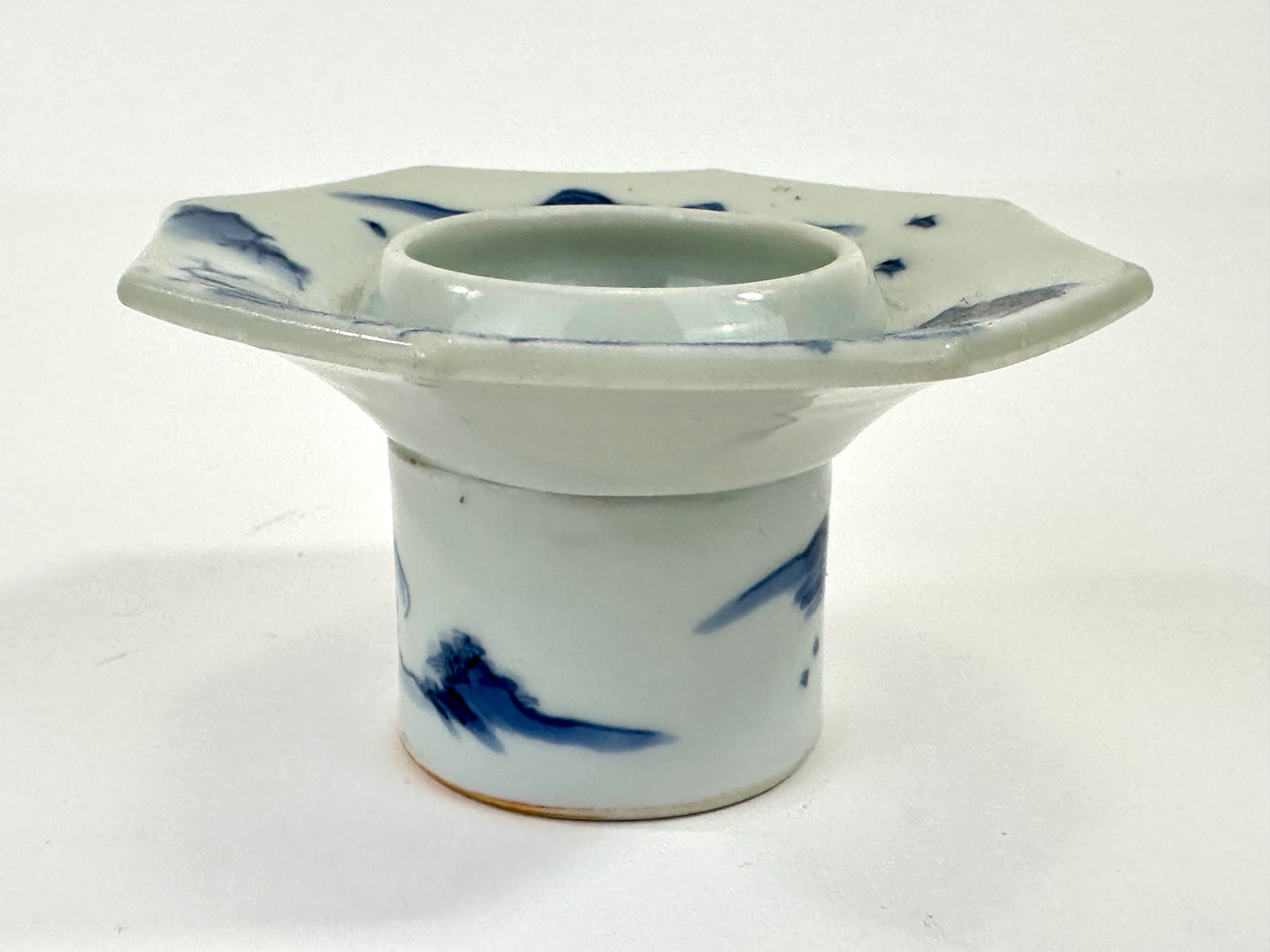 Vintage Japanese Blue and White Porcelain Sake Cup Holder 3.75"W