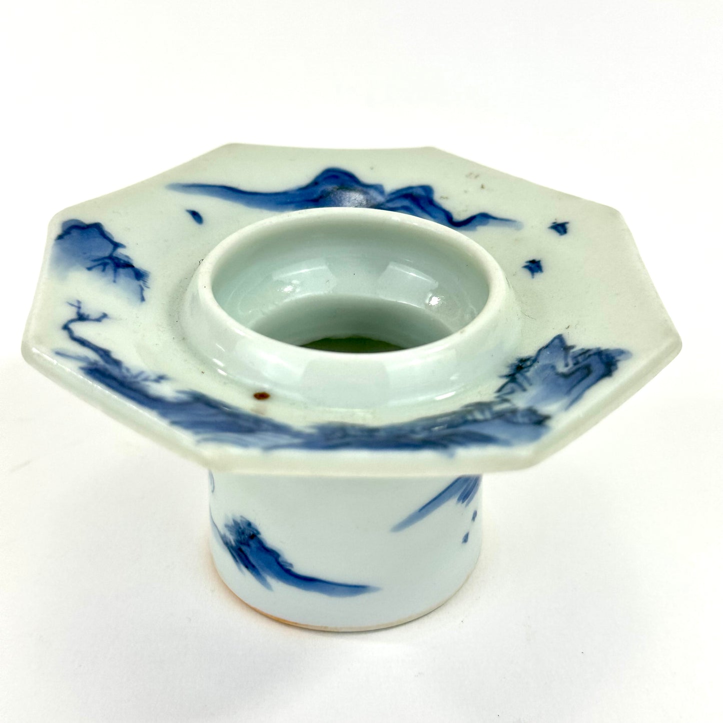 Vintage Japanese Blue and White Porcelain Sake Cup Holder 3.75"W