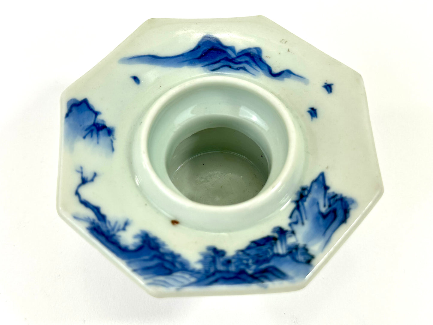 Vintage Japanese Blue and White Porcelain Sake Cup Holder 3.75"W