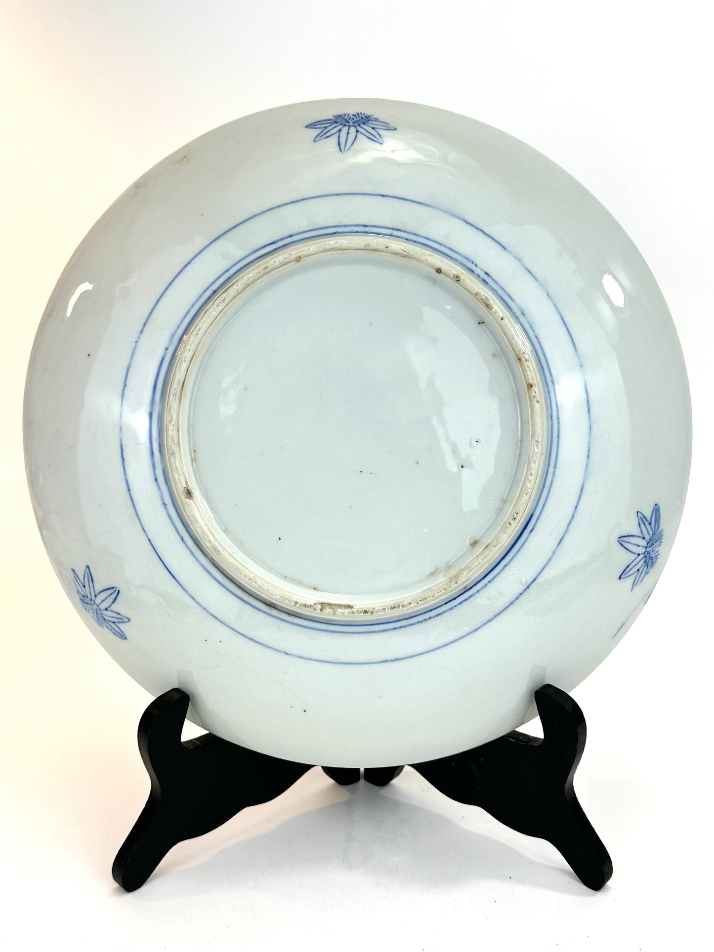 Antique Japanese Meiji Period 19thC Blue & White Porcelain Landscape Plate 11"W