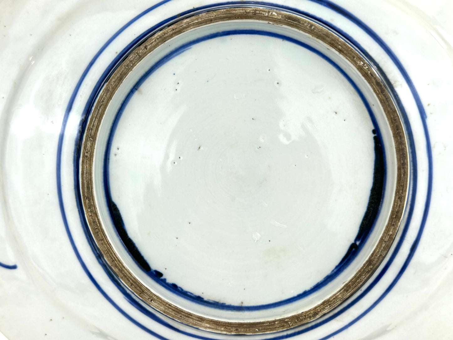 Antique Japanese Meiji Period c1890's Blue & White Porcelain Landscape Plate 12"W