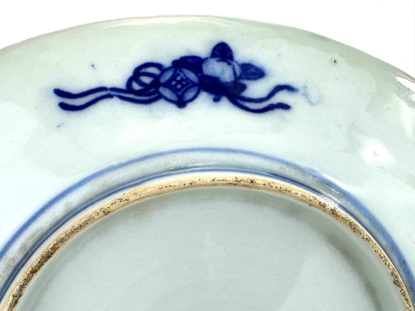 Antique Japanese Meiji Period Blue & Green Porcelain Peacock Plate 11"W
