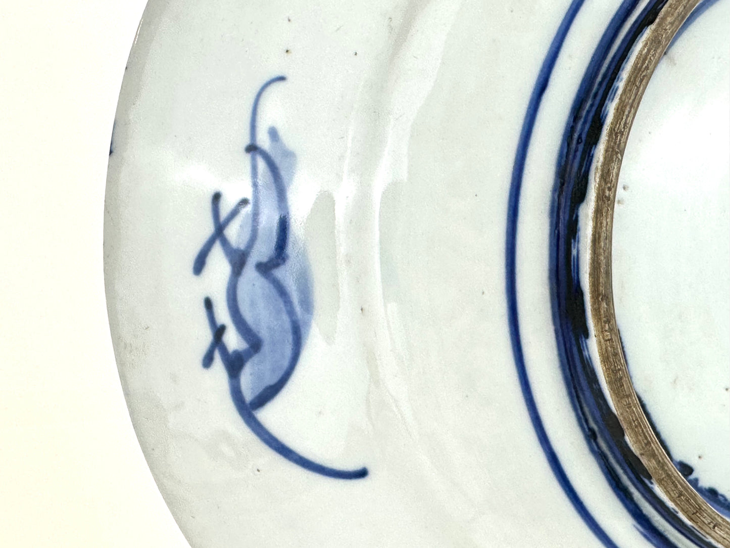 Antique Japanese Meiji Period c1890's Blue & White Porcelain Landscape Plate 12"W