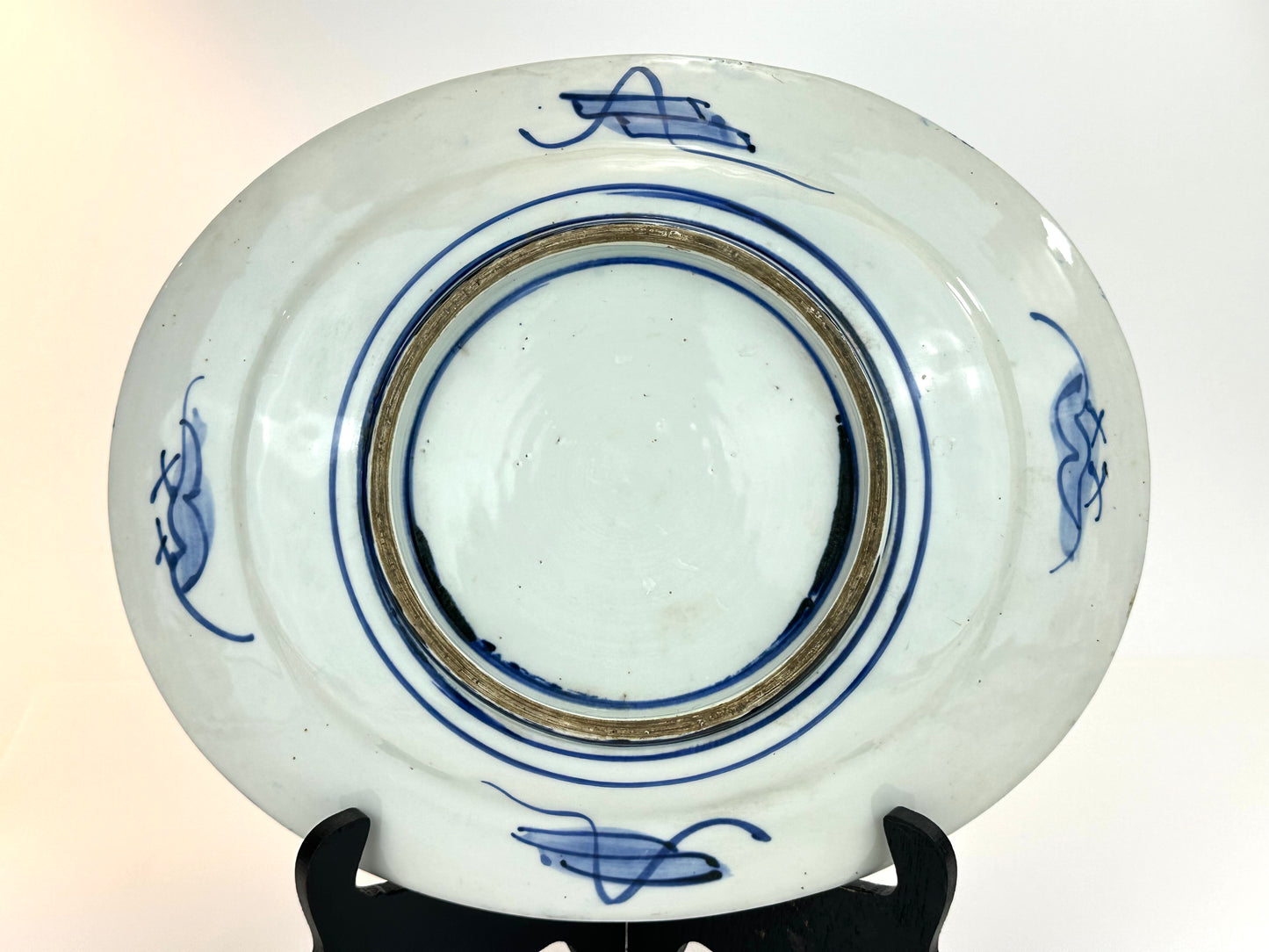 Antique Japanese Meiji Period c1890's Blue & White Porcelain Landscape Plate 12"W