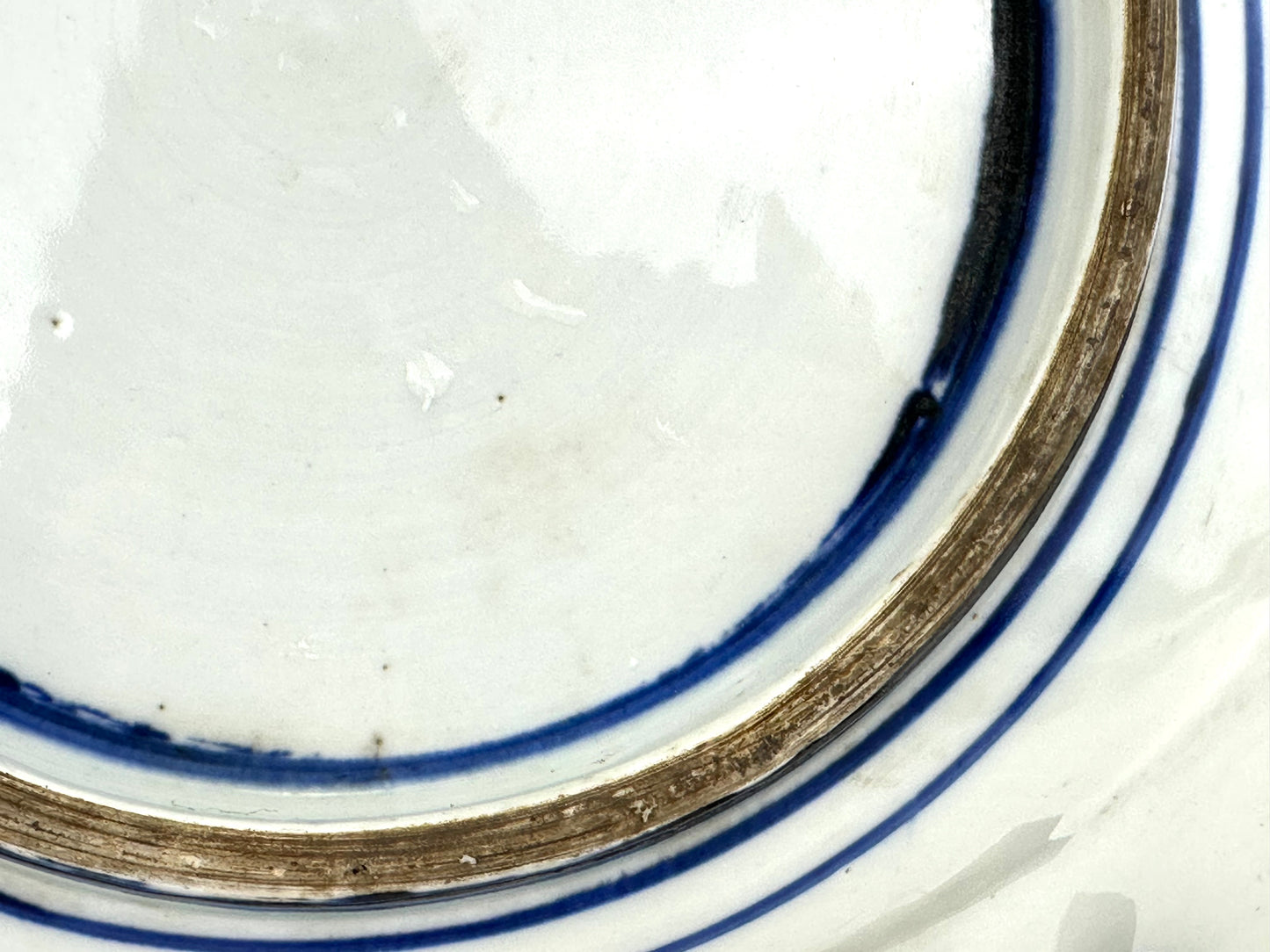 Antique Japanese Meiji Period c1890's Blue & White Porcelain Landscape Plate 12"W