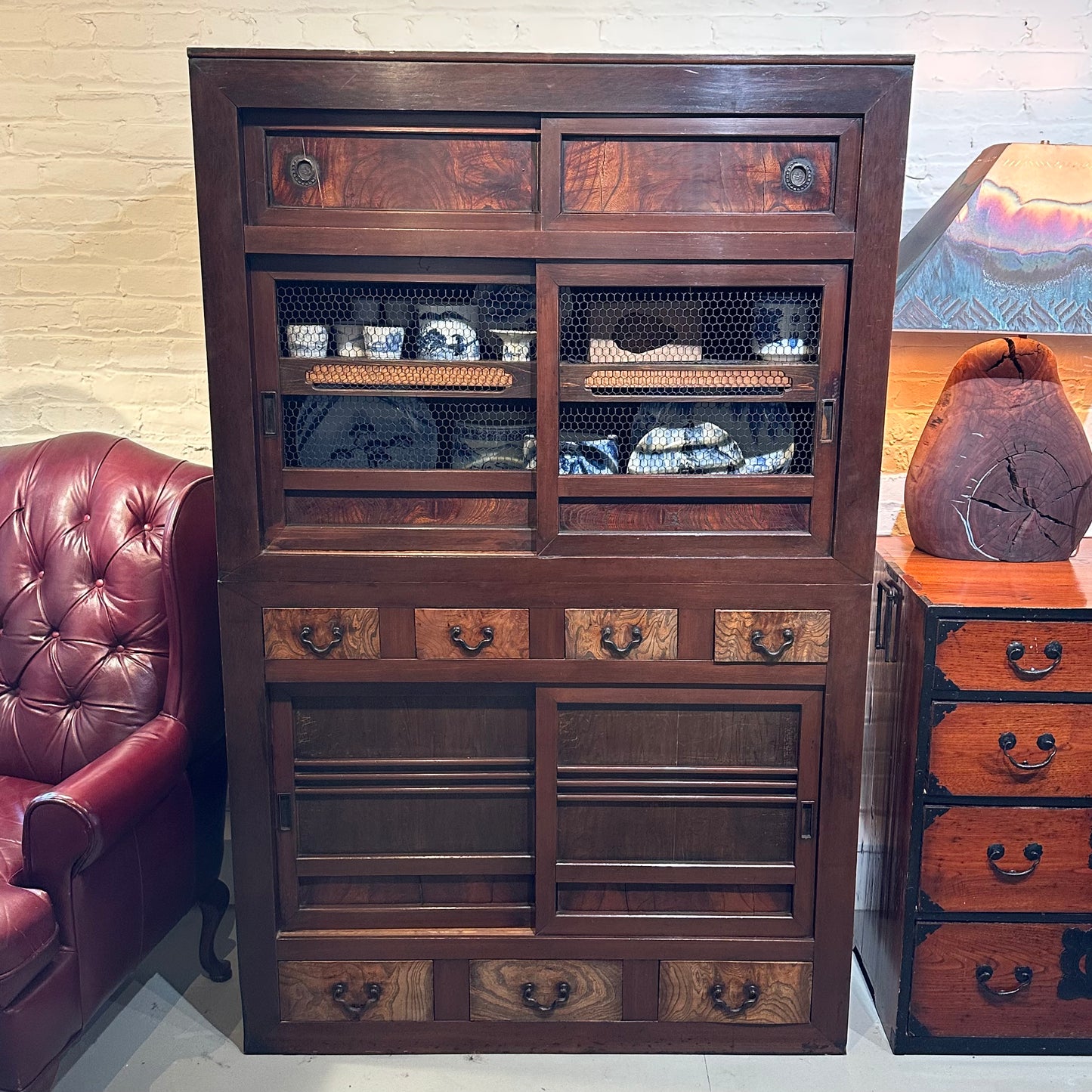 LS#128 Antique Japanese Meiji Era Chobadansu Document Chest 68”H