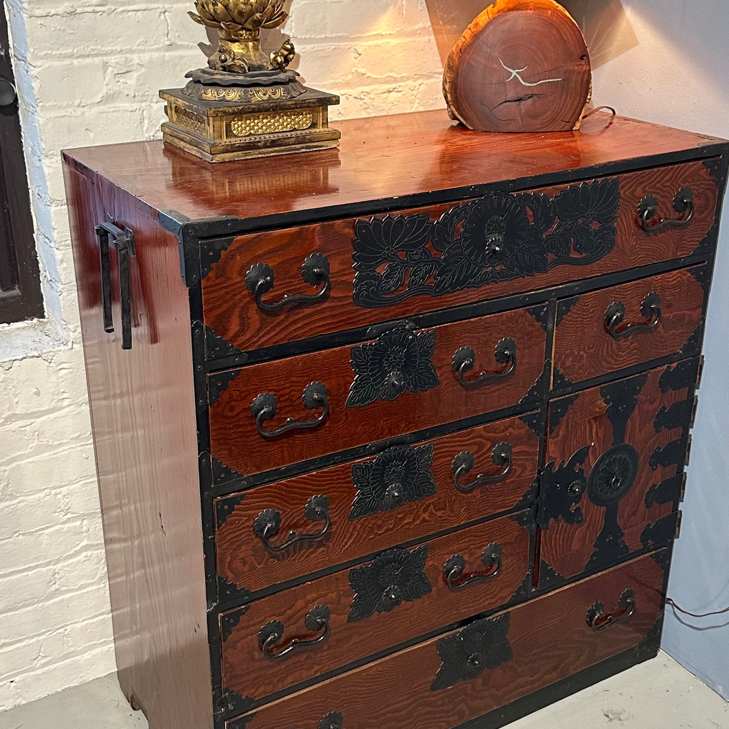 Antique Japanese Sendai Ishodansu Clothing Tansu Keyaki & Sugi Chest 39"H LS#124