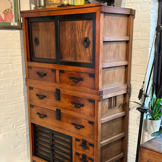Antique Japanese Meiji Period Chobadansu Merchant Tansu Chest 38"W LS#127