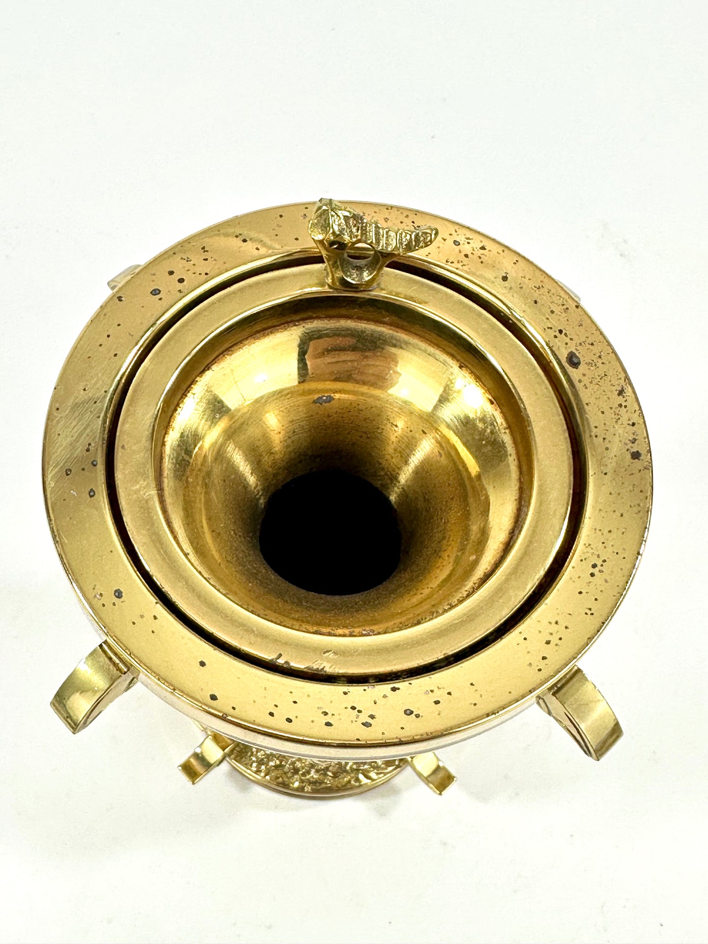 Antique Japanese Gilt Bronze Butsudan Vase Buddhist Ritual Offering Vessel 4"H