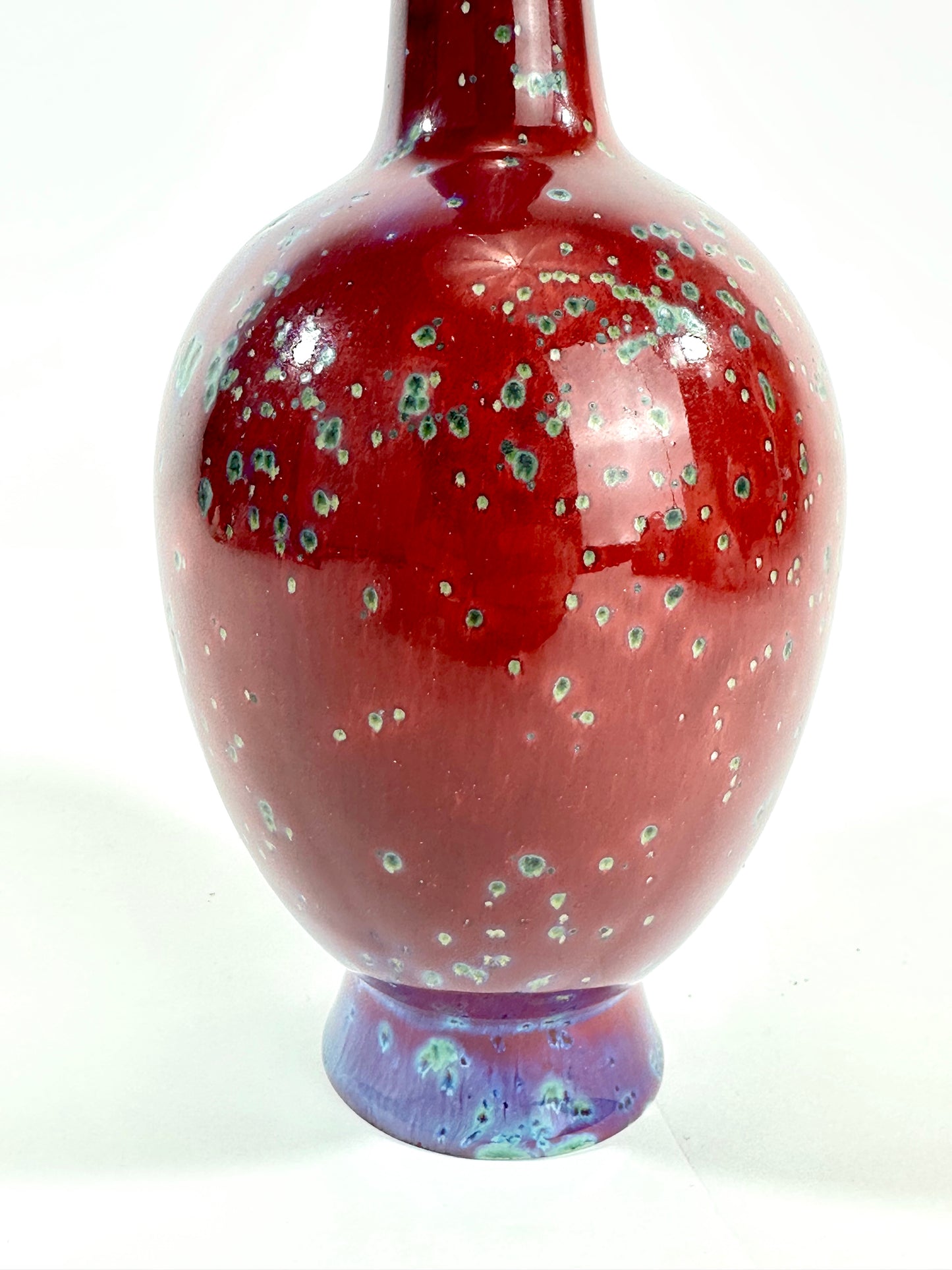 Matsuyama Gaei Peacock Glaze Vase Japanese w/ Kiri Presentation Box 10"