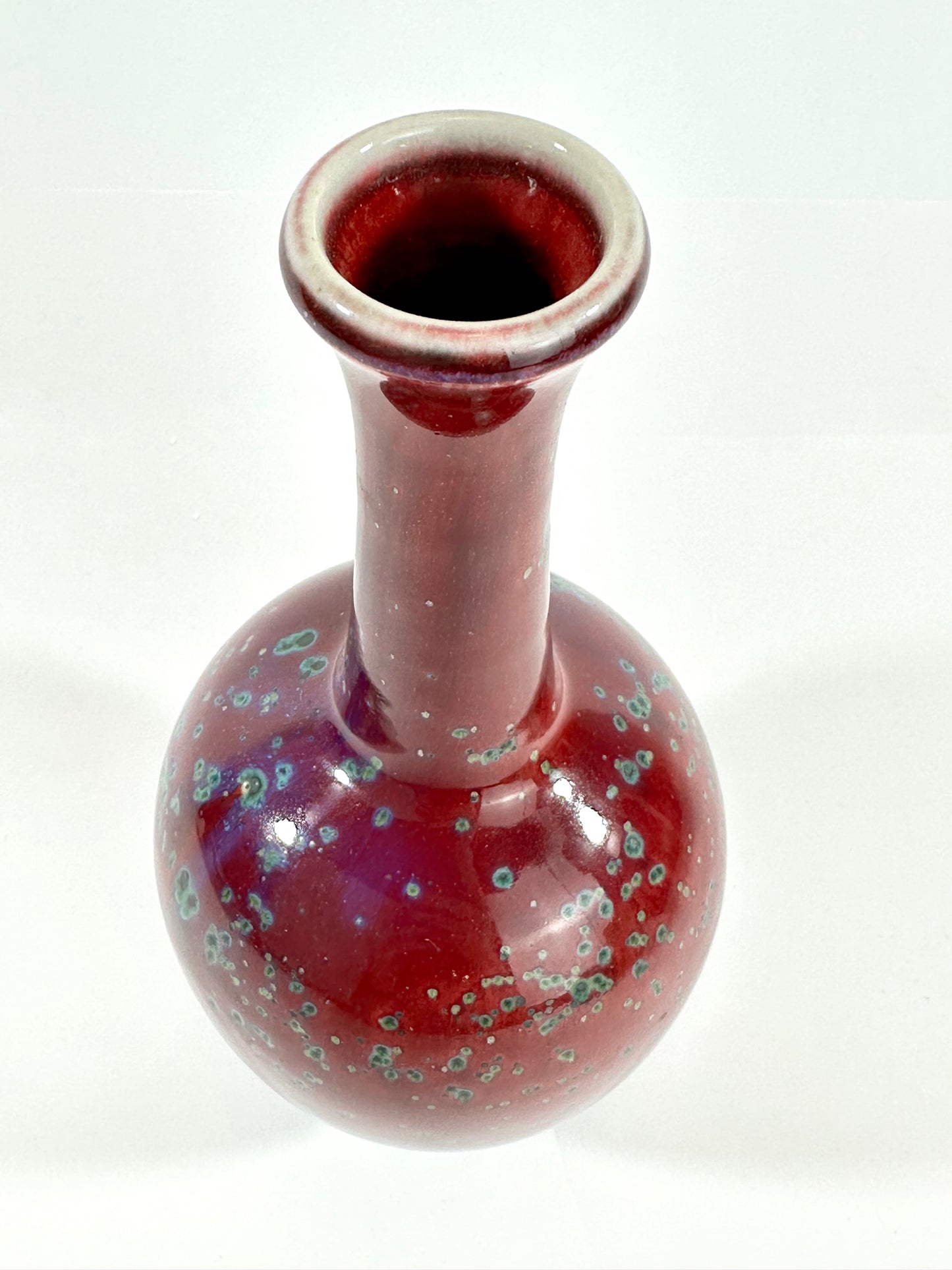 Matsuyama Gaei Peacock Glaze Vase Japanese w/ Kiri Presentation Box 10"