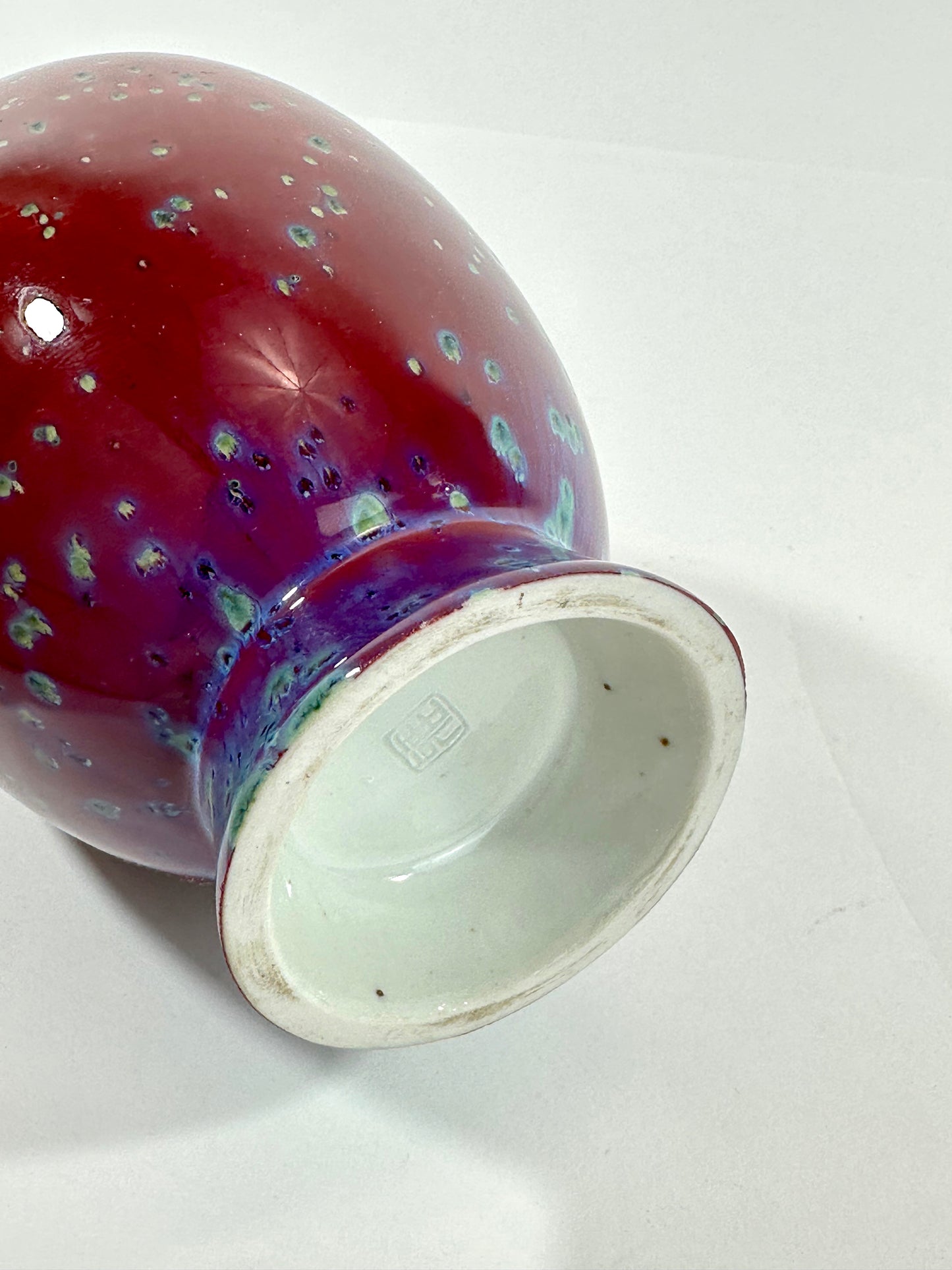 Matsuyama Gaei Peacock Glaze Vase Japanese w/ Kiri Presentation Box 10"