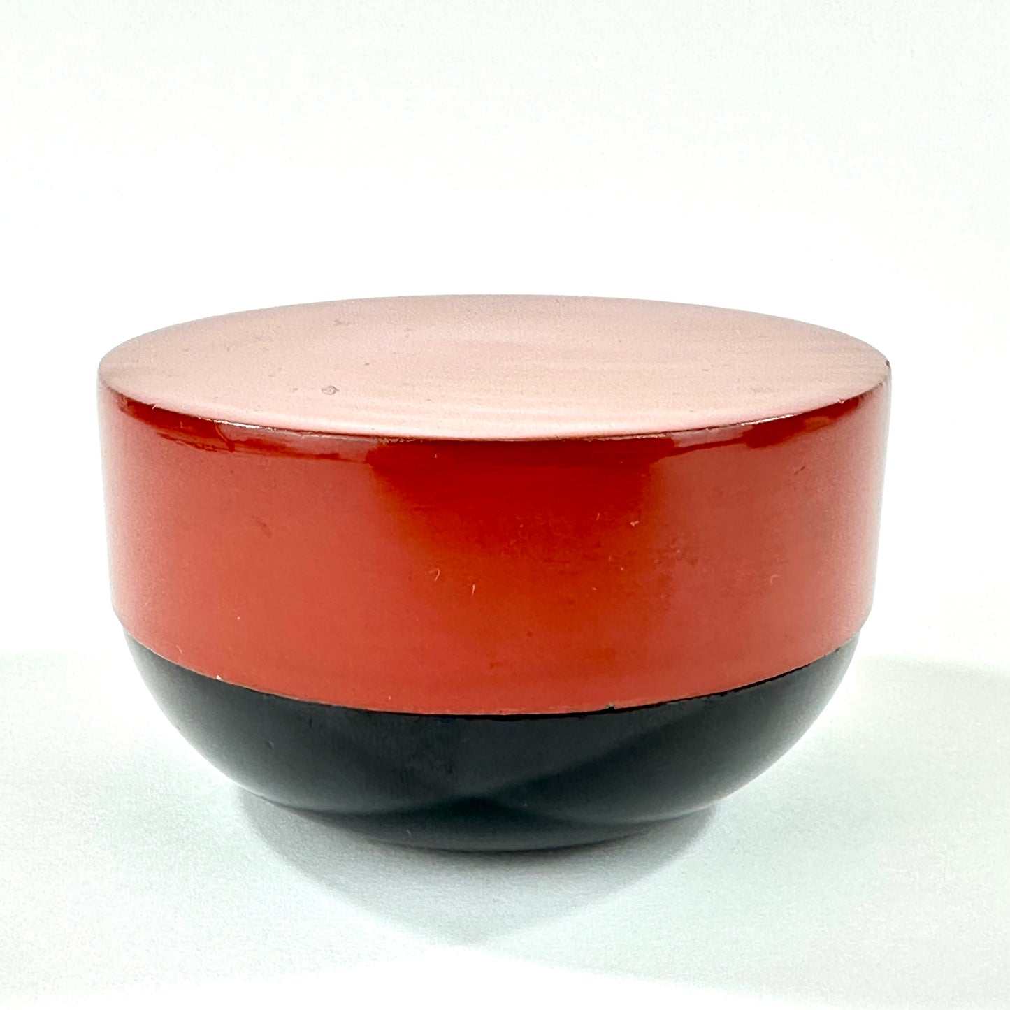 Japanese Lacquer Hira Natsume Flat Tea Caddy Red Black Omotesenke Style 2"H