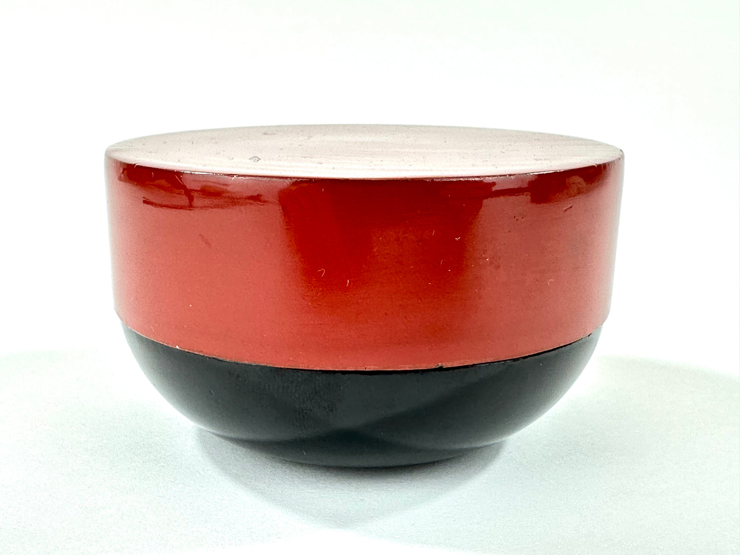 Japanese Lacquer Hira Natsume Flat Tea Caddy Red Black Omotesenke Style 2"H