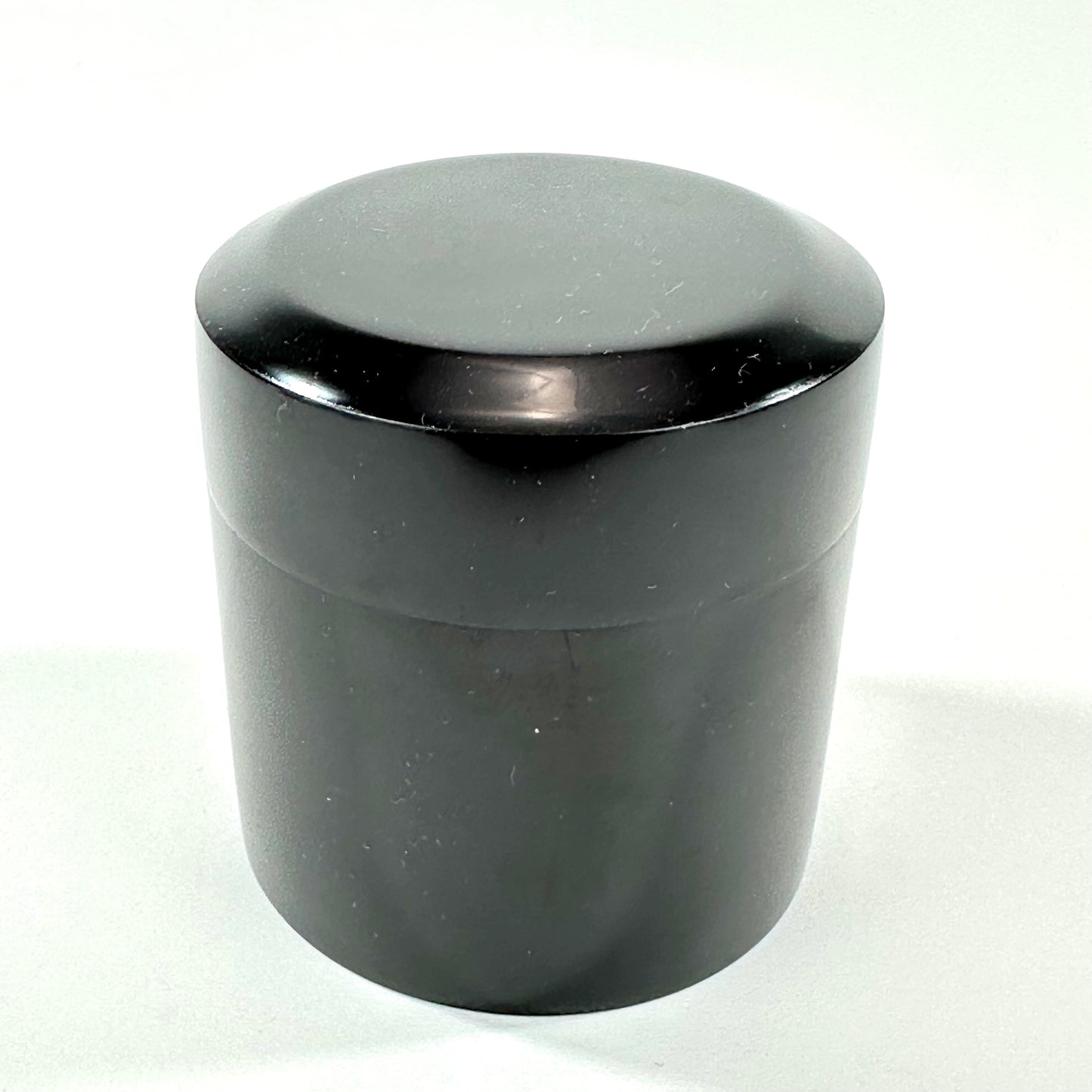 Japanese Fubuki Natsume Black Lacquer Cylindrical Tea Caddy Chanoyu