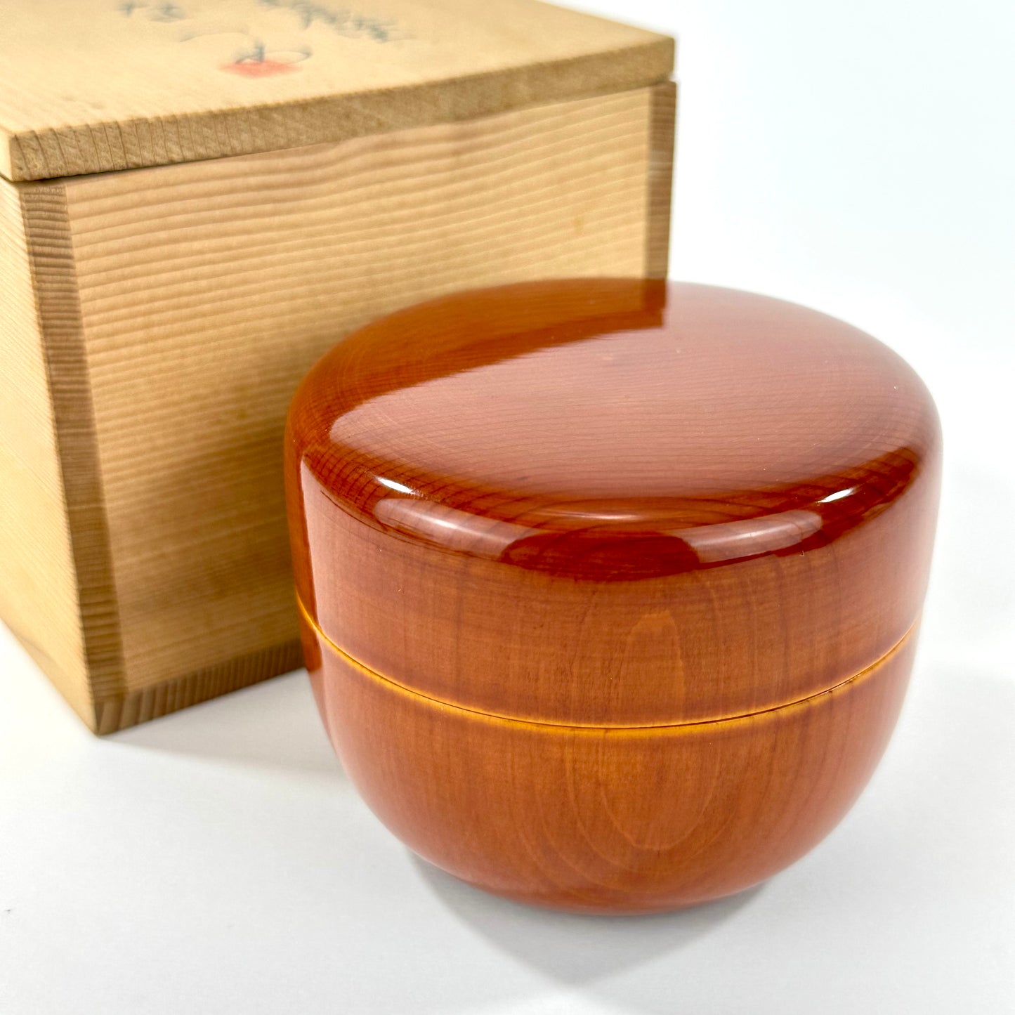 Hida Shunkei Nuri Lacquer Hira Natsume Tea Caddy w/ Box Takayama
