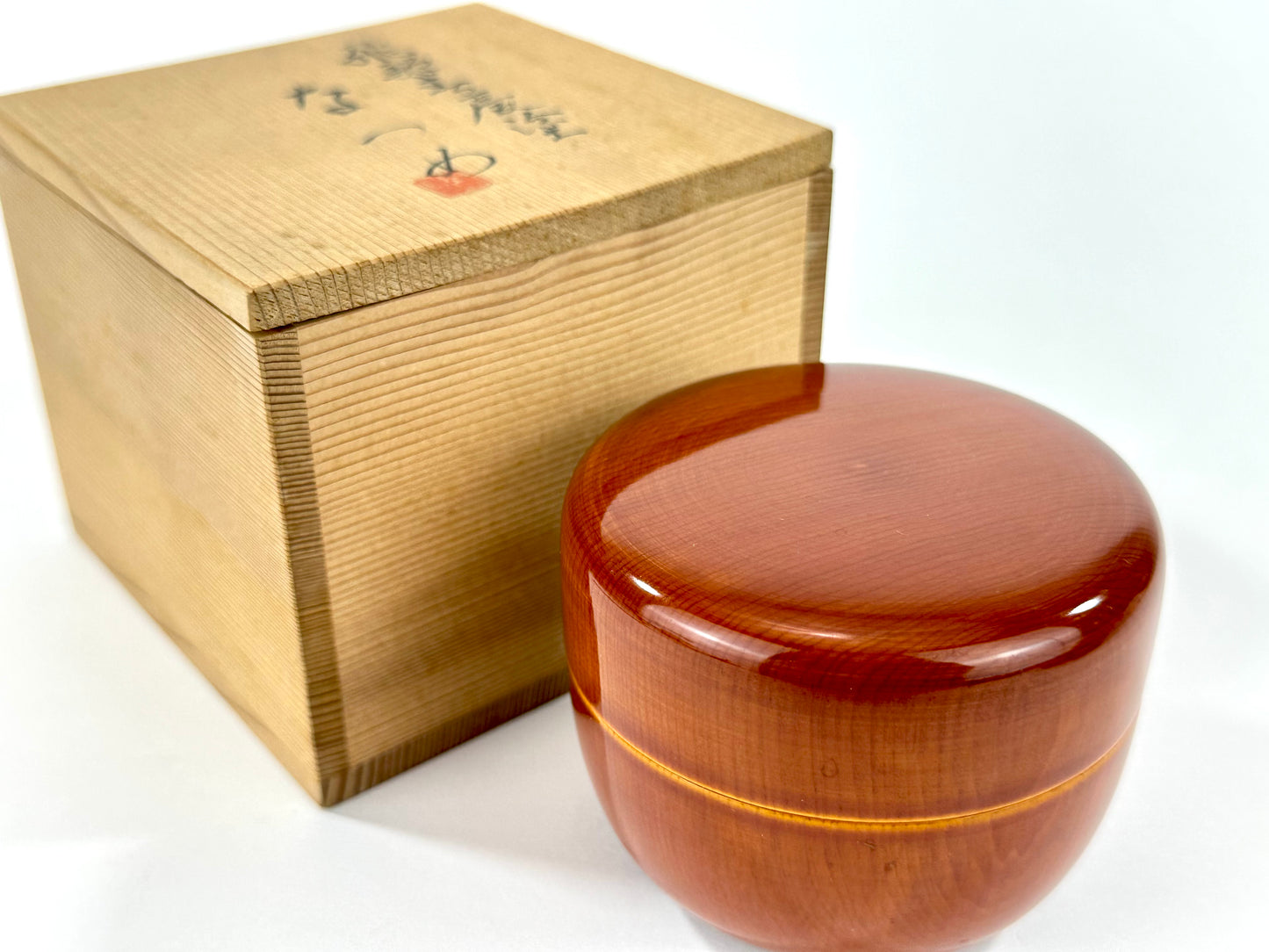 Hida Shunkei Nuri Lacquer Hira Natsume Tea Caddy w/ Box Takayama