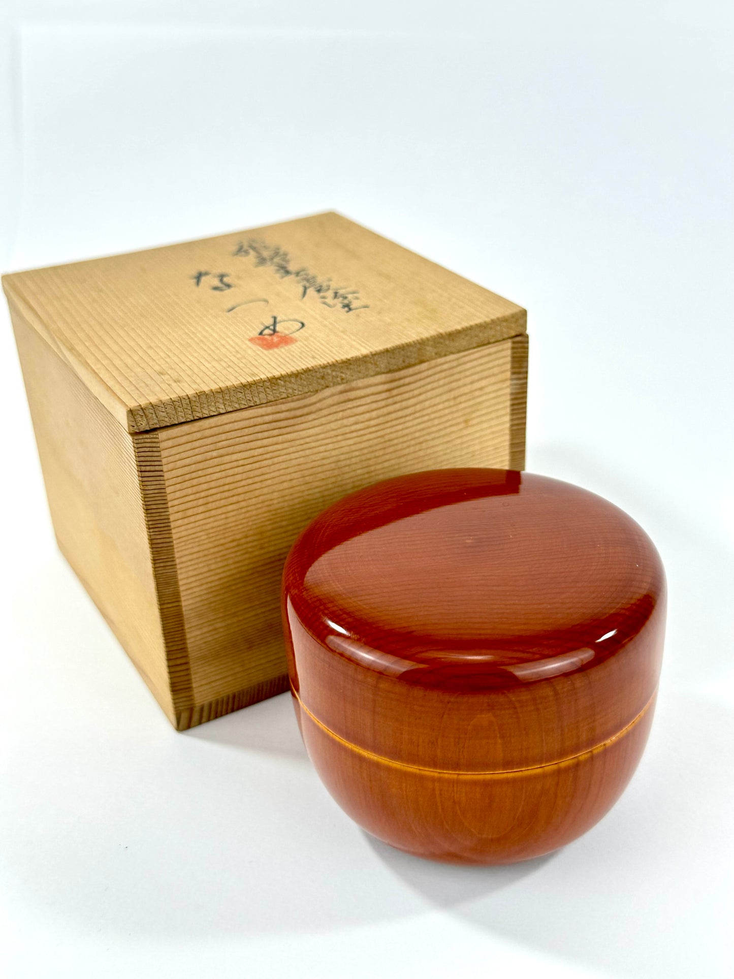 Hida Shunkei Nuri Lacquer Hira Natsume Tea Caddy w/ Box Takayama