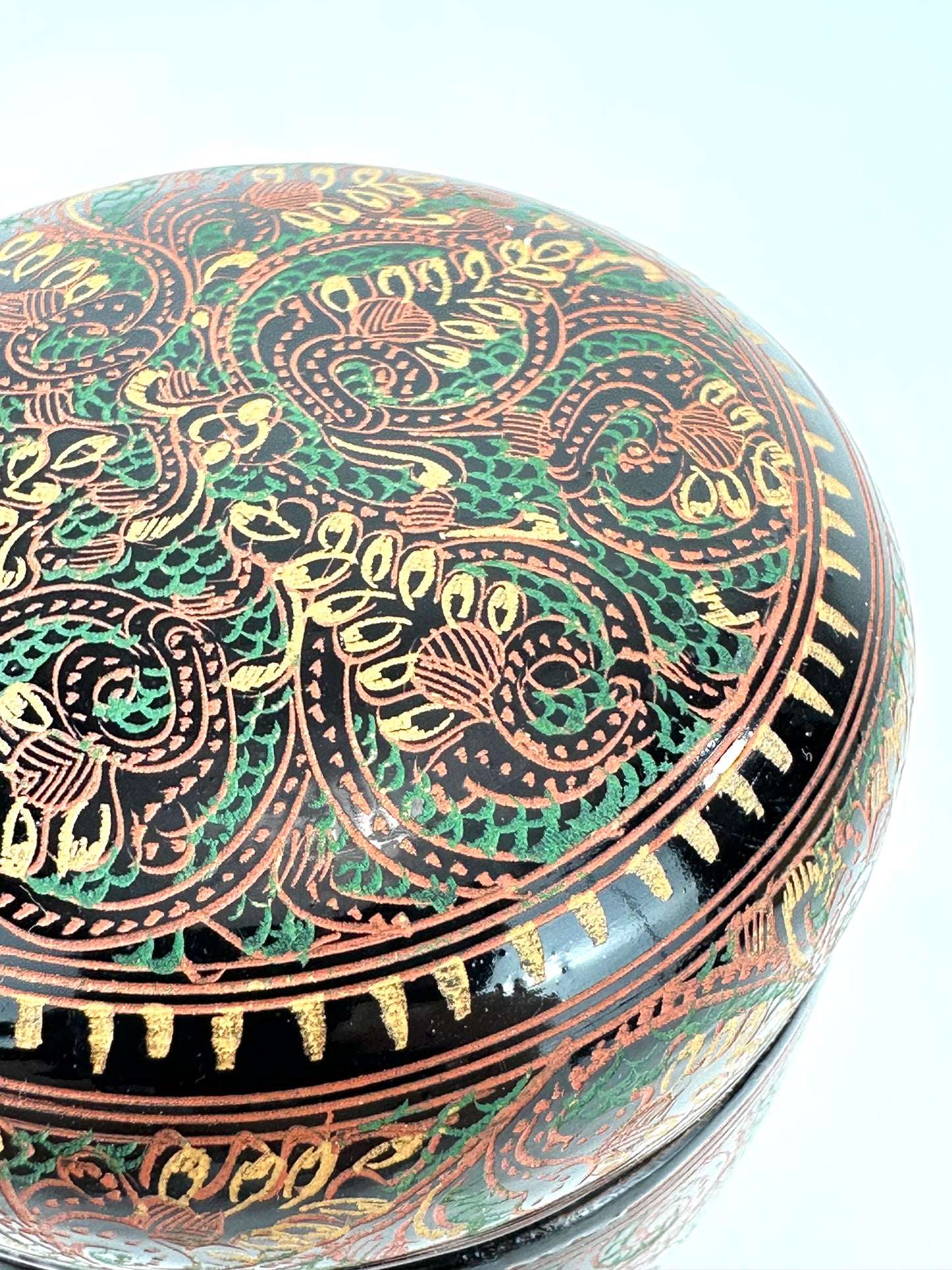 Japanese Kinma Lacquer Chu Natsume Floral Scroll Tea Caddy Sanuki Style