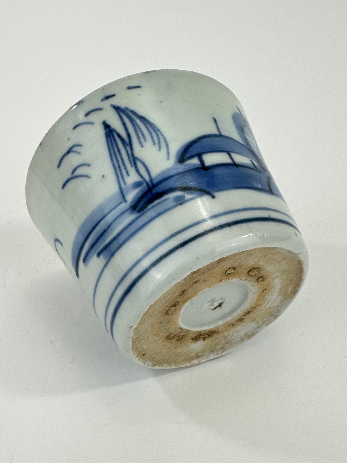 Antique Japanese Edo Period Blue & White Porcelain Sobachoko Sake / Tea Cup 3"