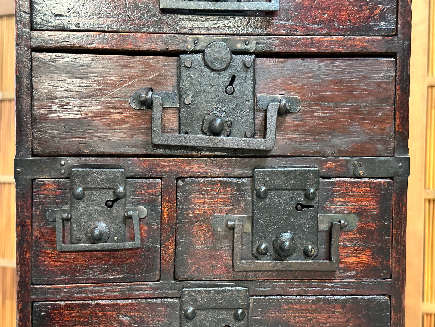 Antique Japanese Edo Era Early 1800's Gyosho Bako Peddler's Tansu Chest 28"