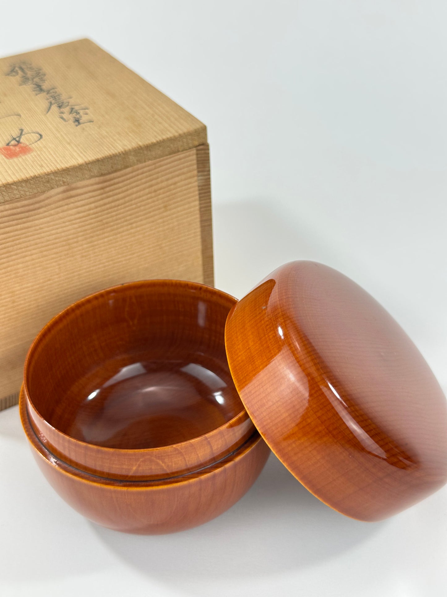 Hida Shunkei Nuri Lacquer Hira Natsume Tea Caddy w/ Box Takayama