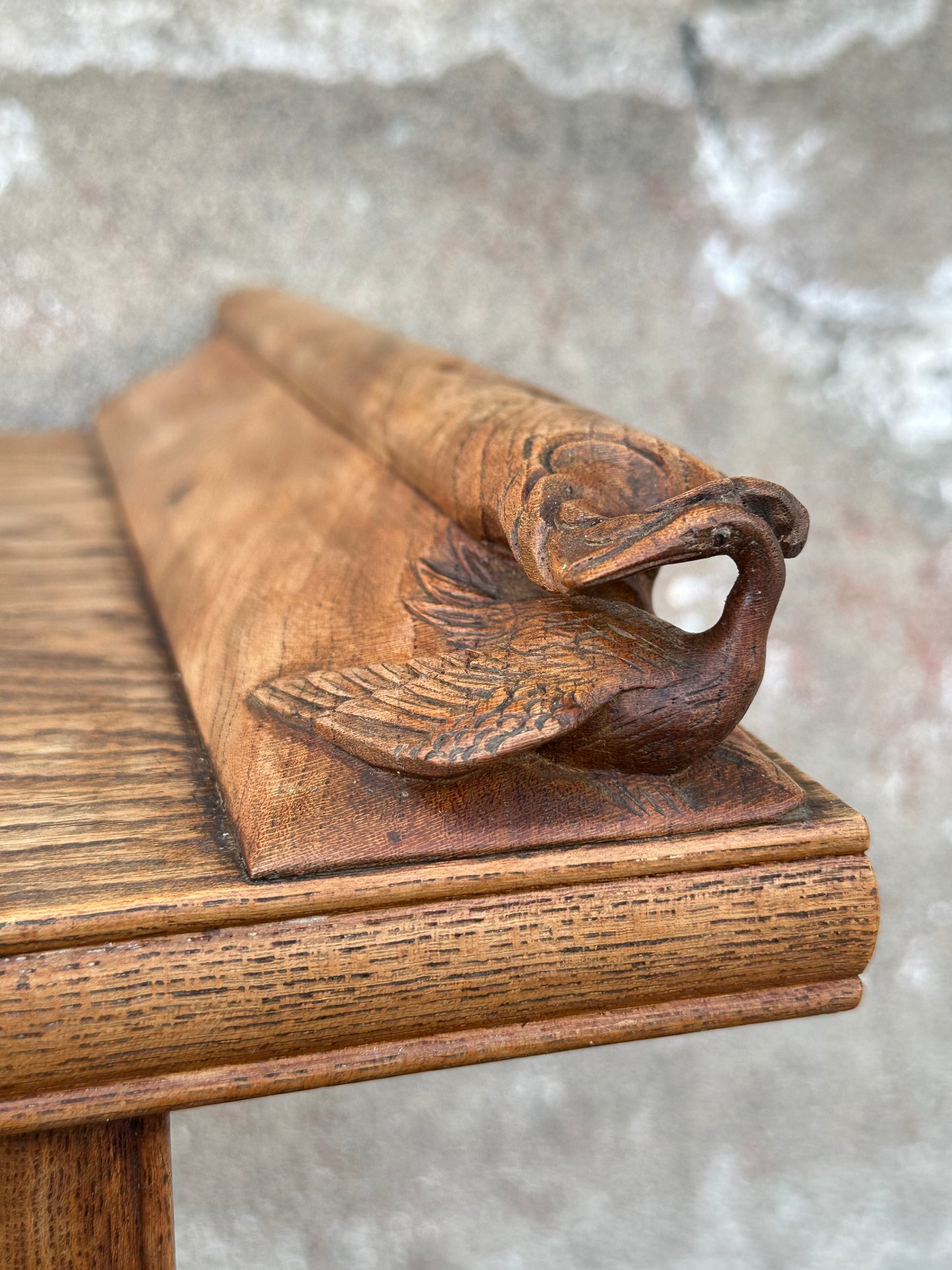 Rare Antique Japanese Keyaki Chadansu c1937 Cabinet Carved Crane & Turtle Finials Persimmon Trim 36"W