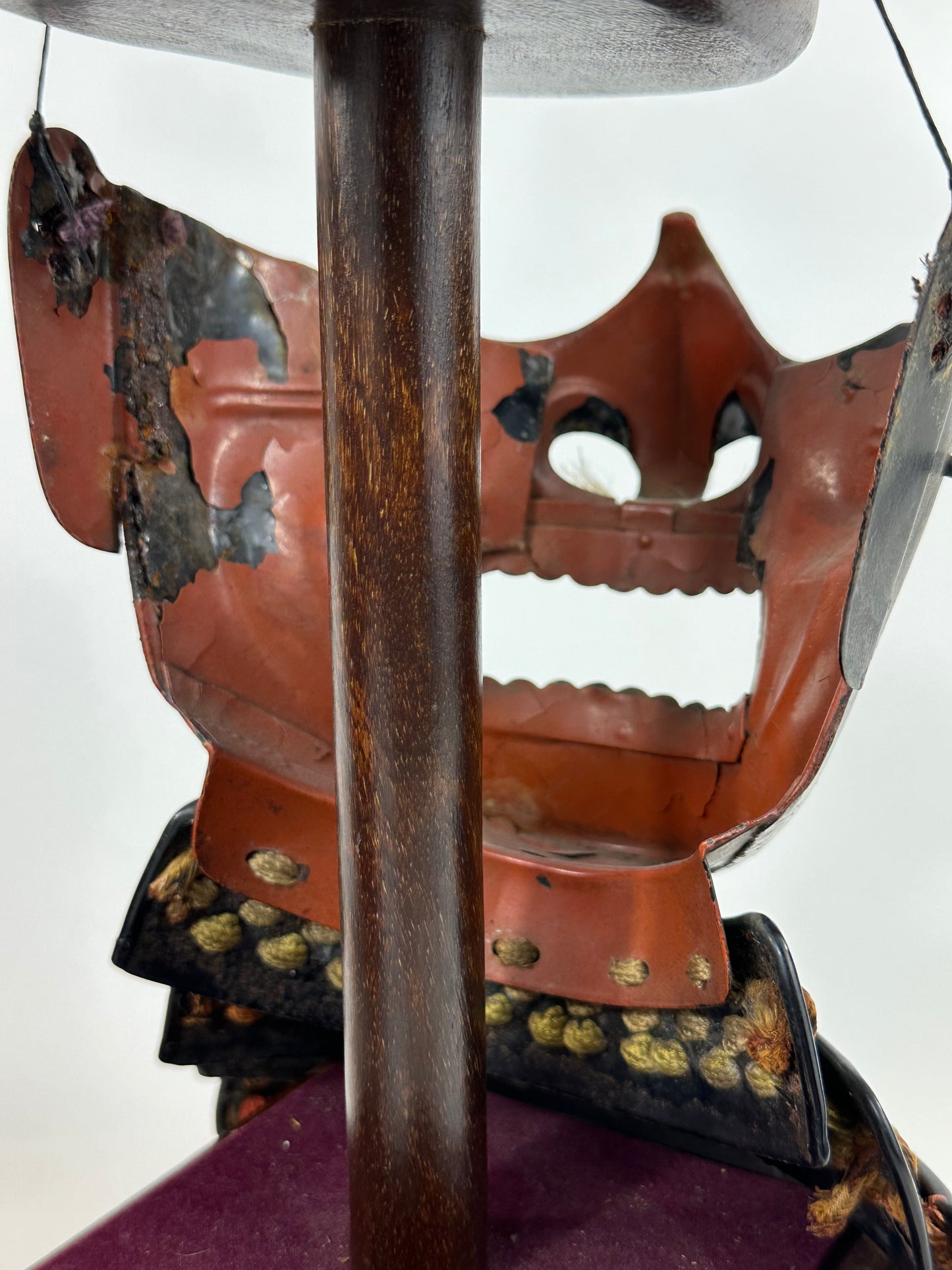 Japanese Edo Period Momonari Kabuto Samurai Helmet Red Lacquer w/ Crescent Moon Maedate LS#157