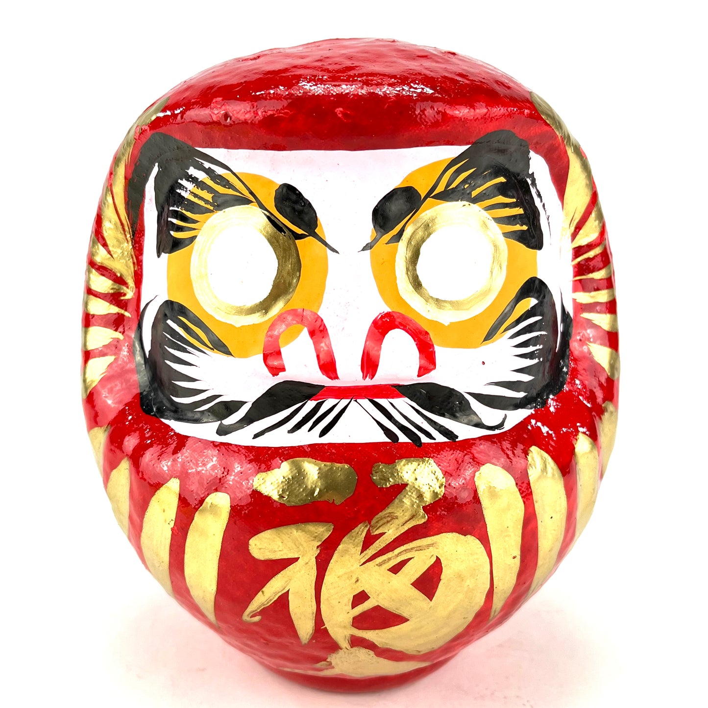 Japanese Traditional Papier-mâché  Daruma Wishing Doll in Red 6"H