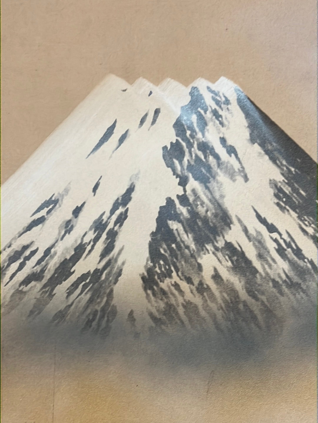 Japanese Vintage Scroll Kakejiku Hand Painted Showa Era Falcon & Mt Fuji 73"