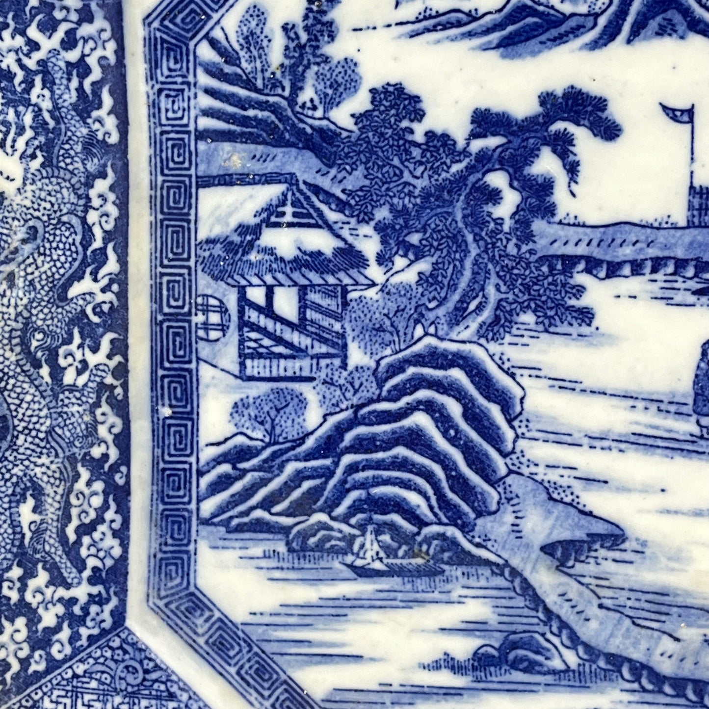 Antique Meiji Era Japanese Hexagonal Ceramic Imari Plate 10”