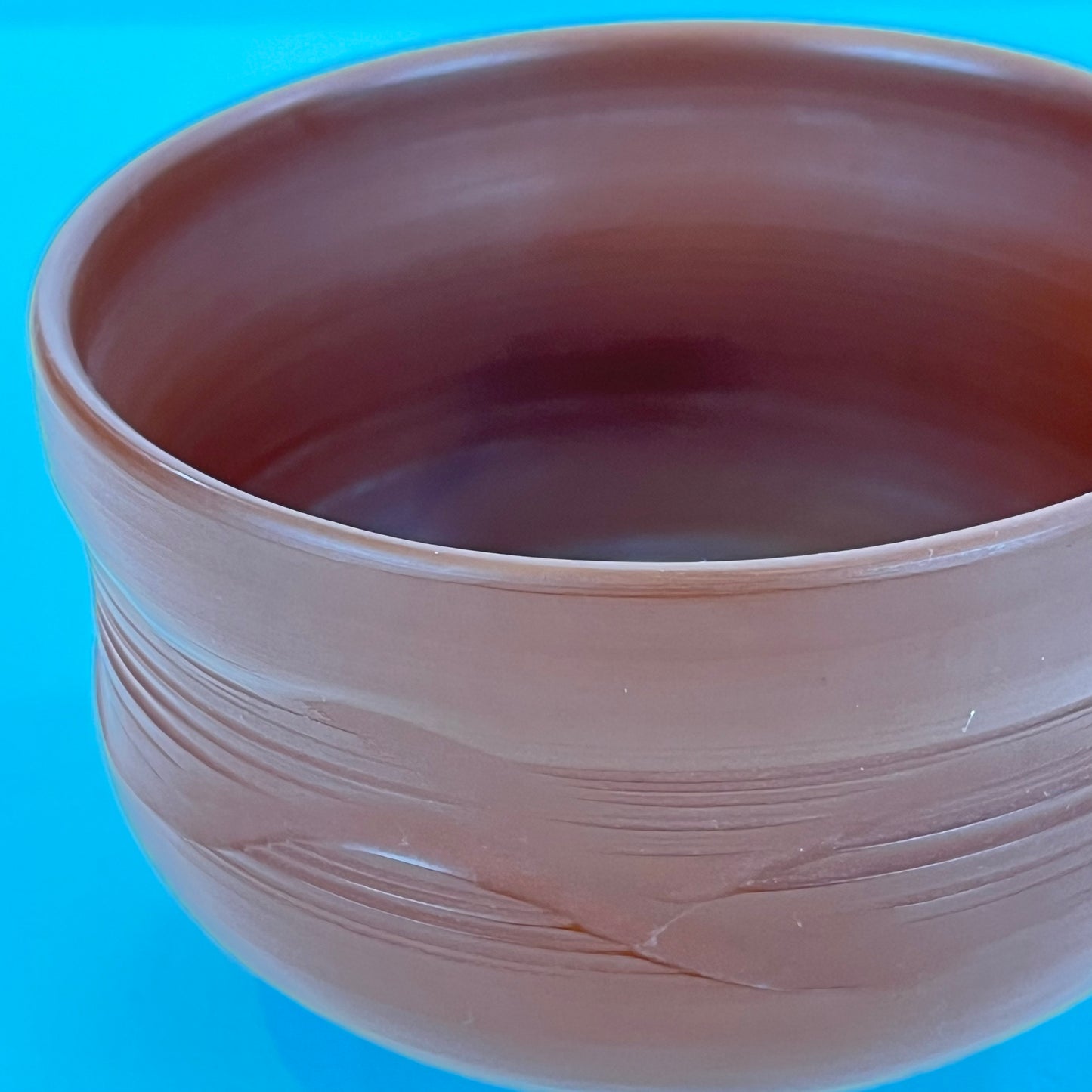 Signed Tea Ceremony Chawan Tea Bowl Red Earthenware Clay Unglazed 4.5”D
