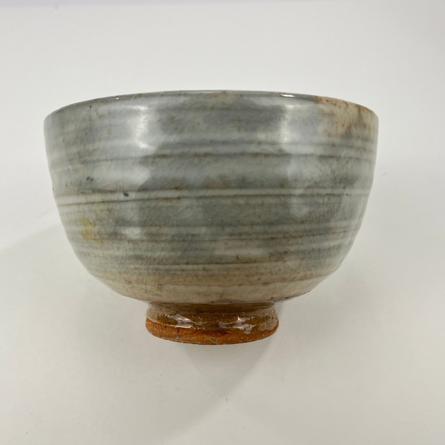 Signed Tea Ceremony Chawan Tea Bowl Gray. w/ Brown Clay 5.5”