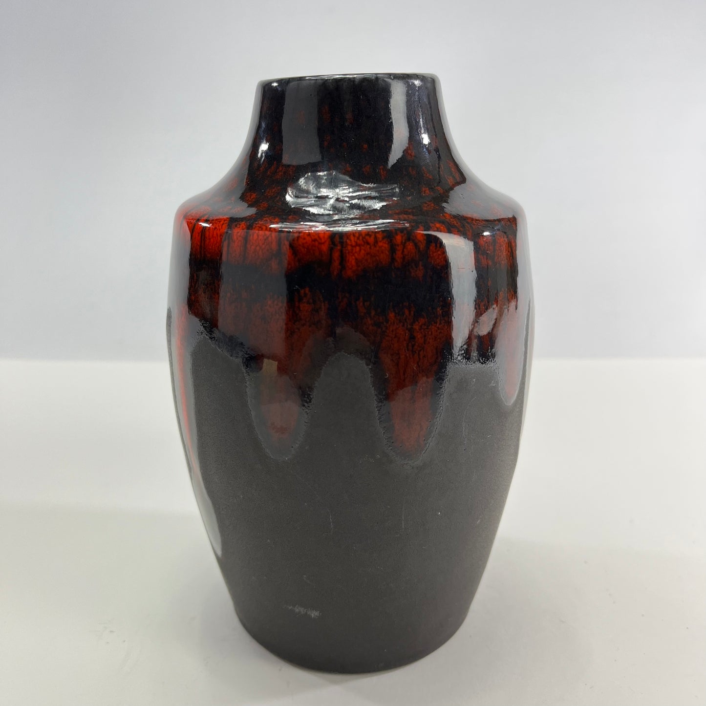 Japanese Hand Thrown Red and Black Ikebana Vase 7.5"