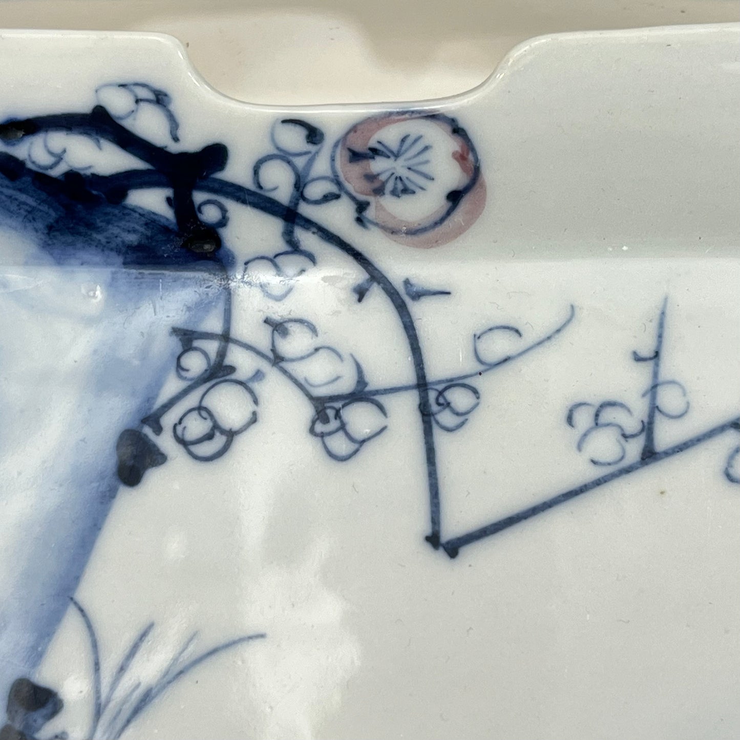 Vintage Japanese Ceramic Imari Plate Cherry Blossom Motif Cobalt Blue 7"