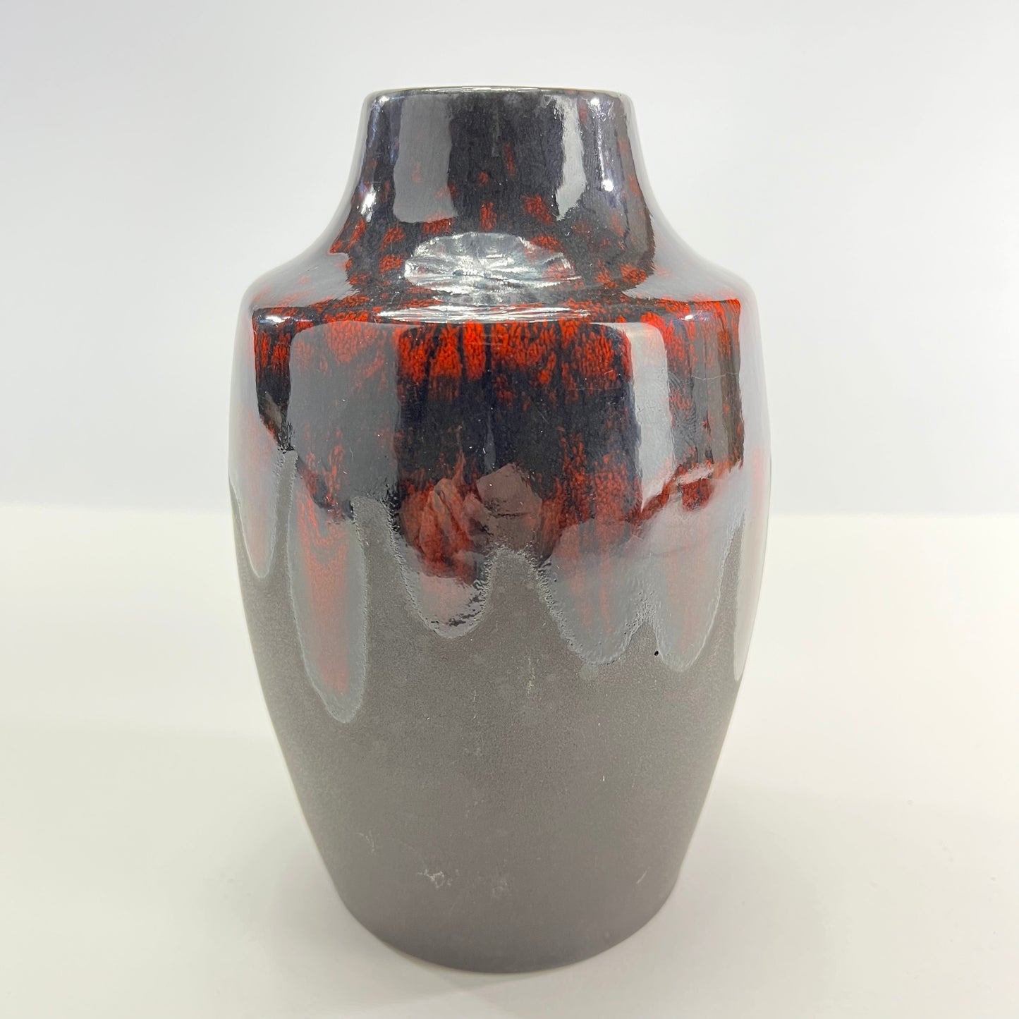 Japanese Hand Thrown Red and Black Ikebana Vase 7.5"