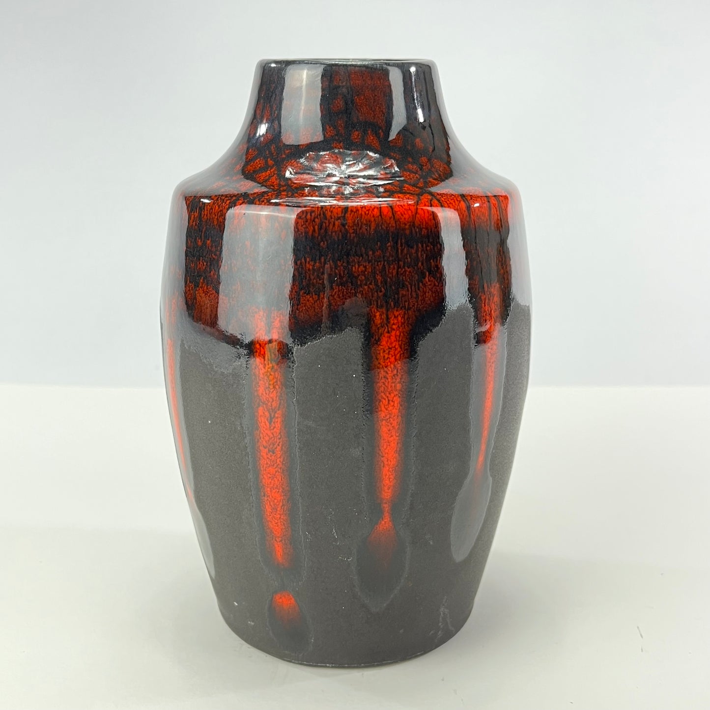 Japanese Hand Thrown Red and Black Ikebana Vase 7.5"