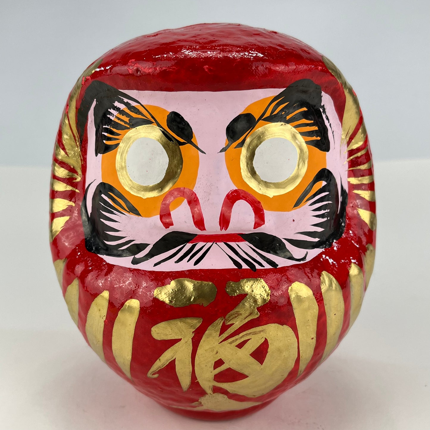 Japanese Traditional Papier-mâché  Daruma Wishing Doll in Red 6"H