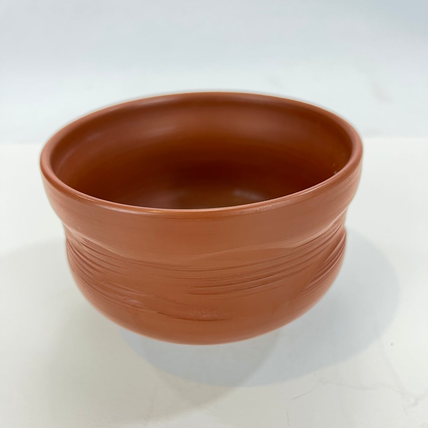 Signed Tea Ceremony Chawan Tea Bowl Red Earthenware Clay Unglazed 4.5”D