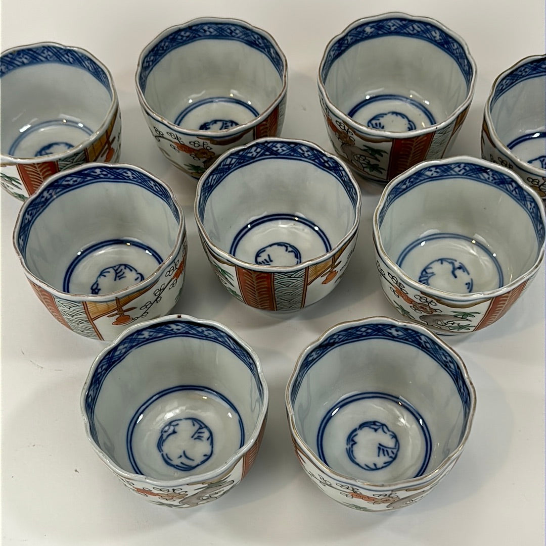 Antique Japanese (c1880’s) Hand Painted Ceramic Tea Cup / Sake Plum Blossom