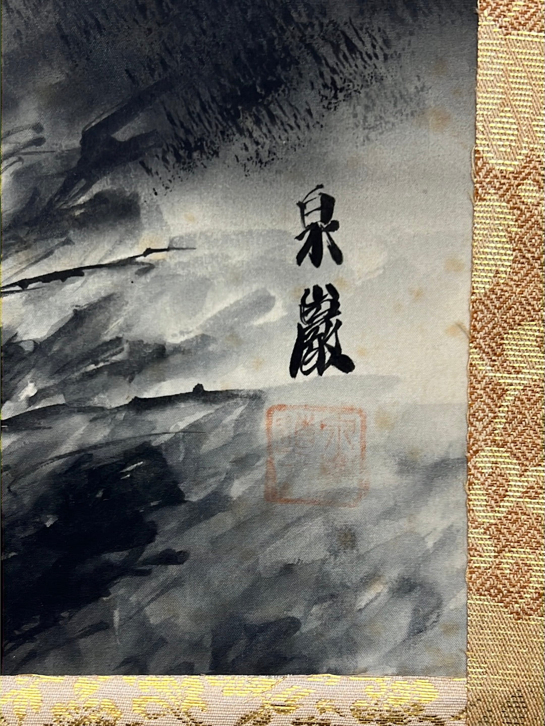 Japanese Vintage Scroll Kakejiku Hand Painted Showa Era Mountain Hut