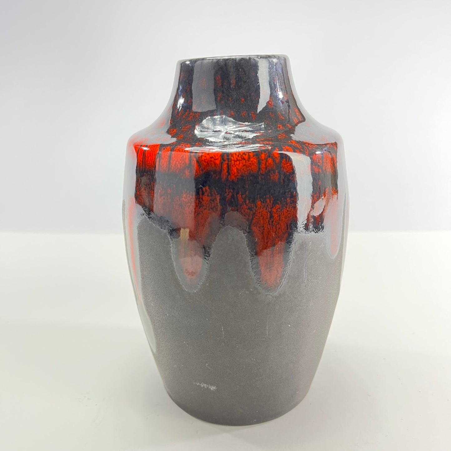 Japanese Hand Thrown Red and Black Ikebana Vase 7.5"