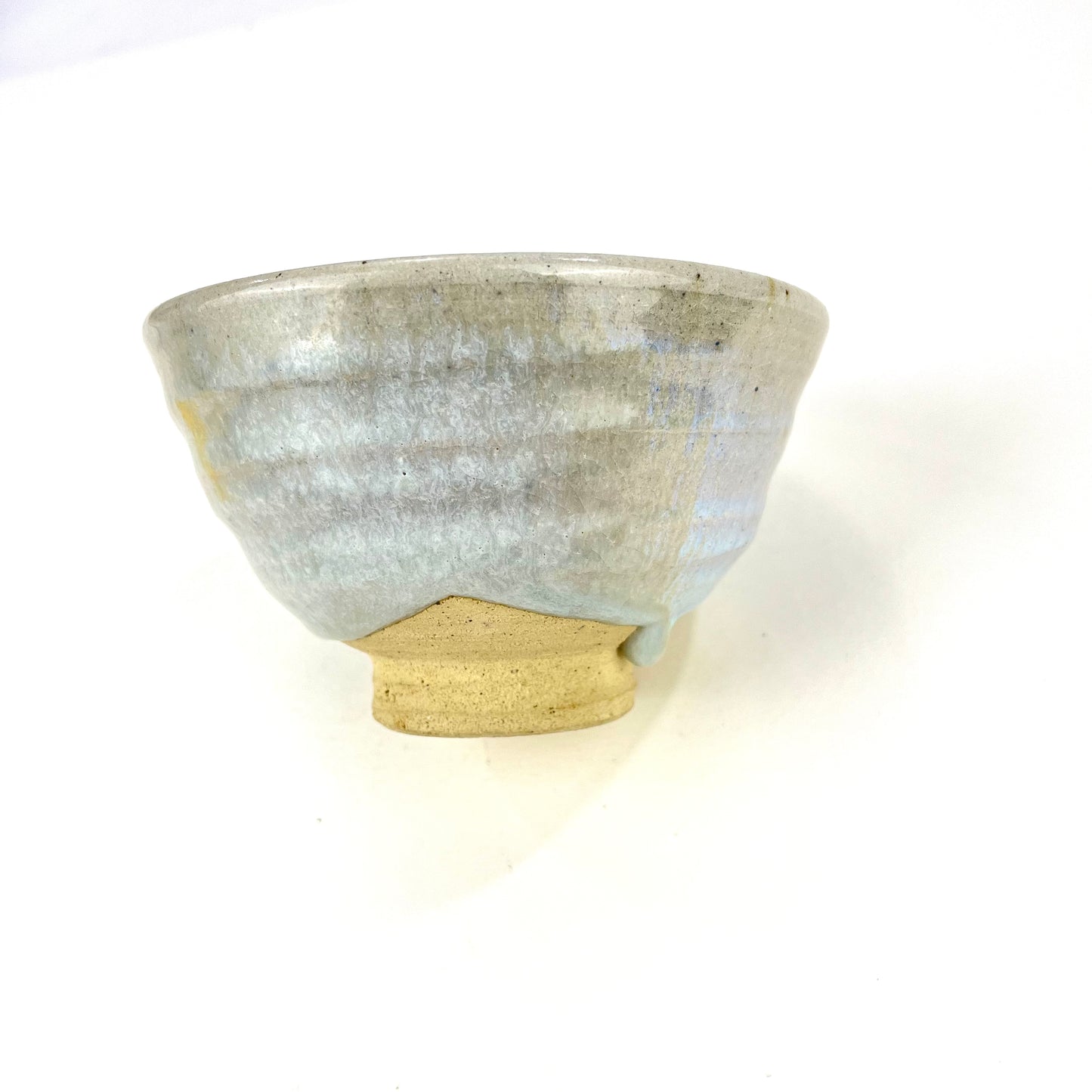 Signed Tea Ceremony Chawan Tea Bowl Gray Perlecent Transparent Glaze